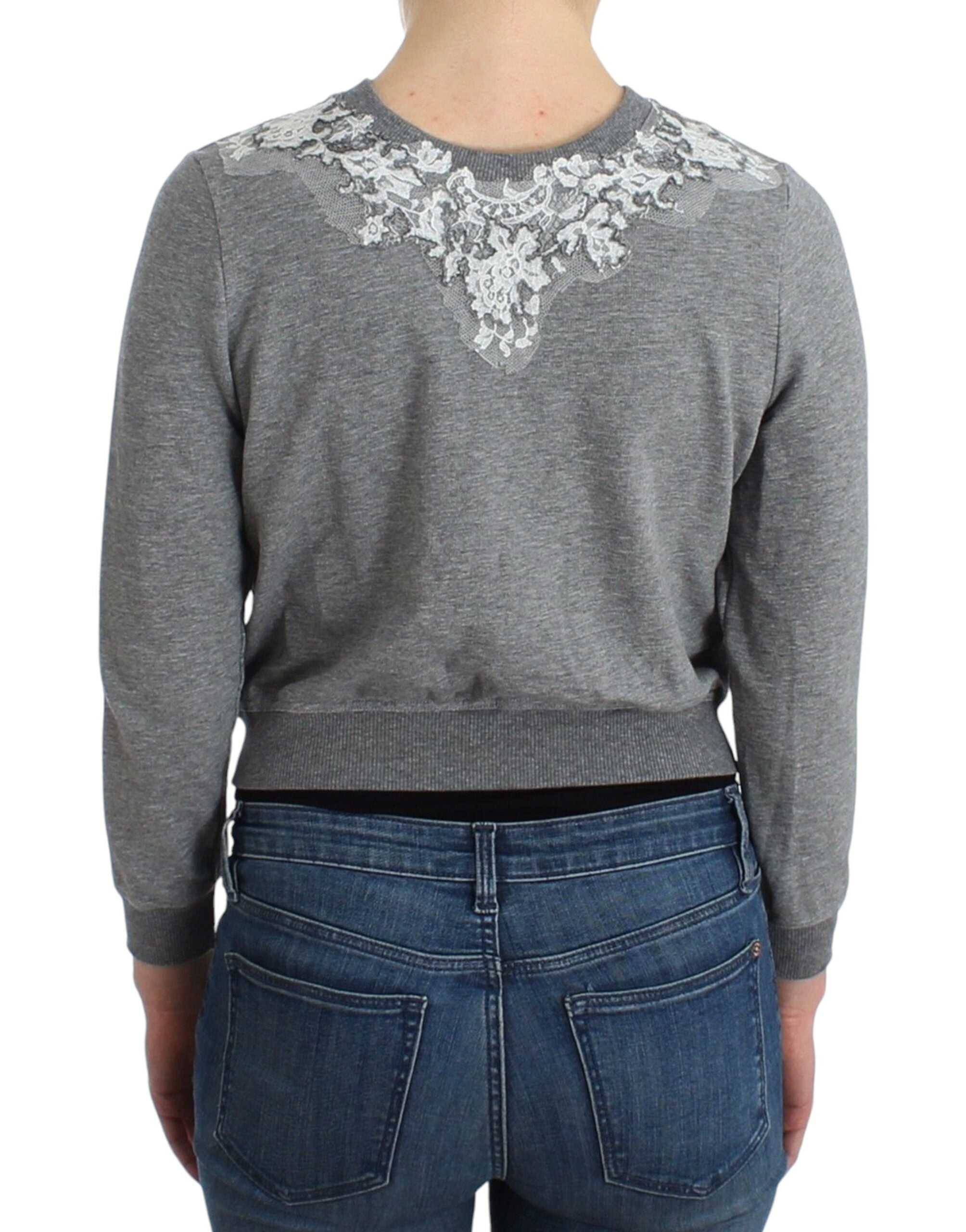 Ermanno Scervino Lingerie Grauer Spitzenpullover Cardigan Top