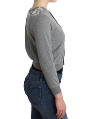 Ermanno Scervino Lingerie Grauer Spitzenpullover Cardigan Top