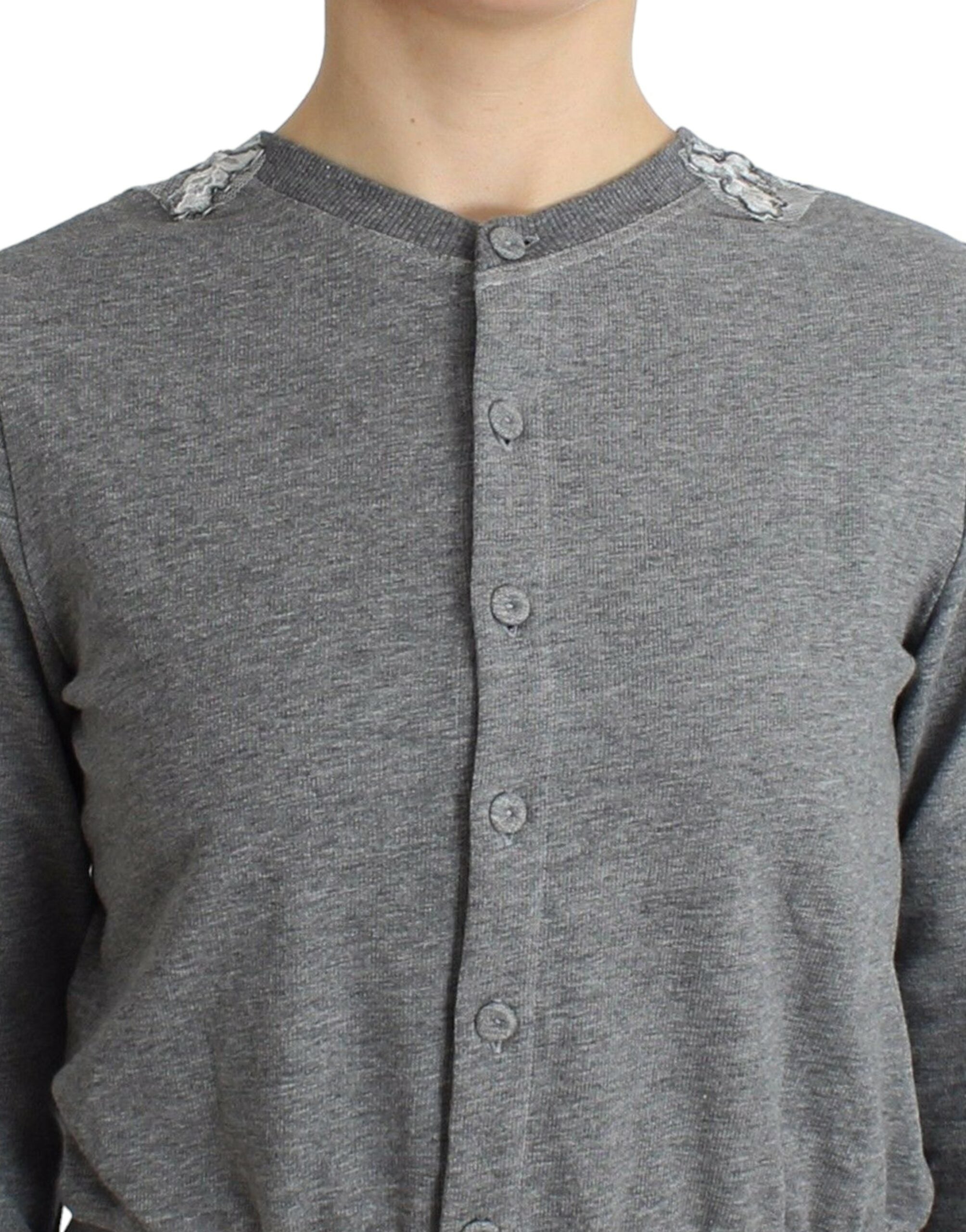 Ermanno Scervino Lingerie Grauer Spitzenpullover Cardigan Top