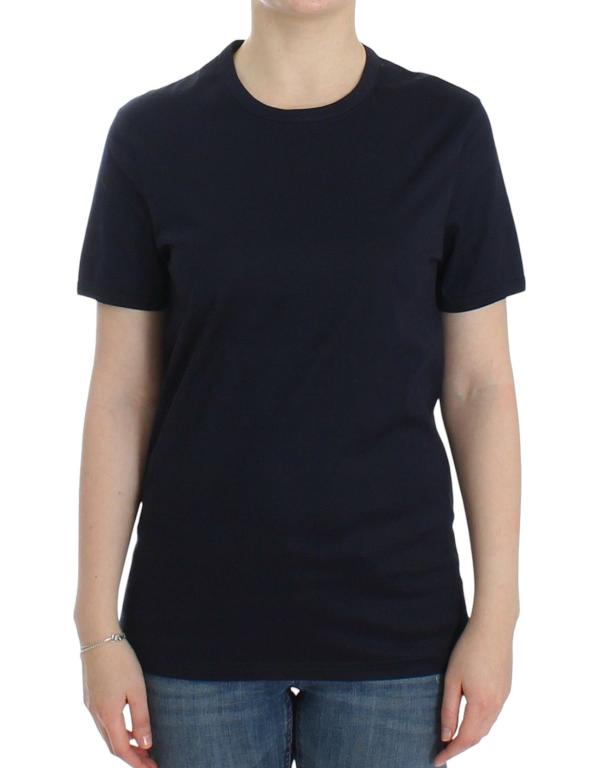 Ermanno Scervino Lingerie Blaues Rundhals-T-Shirt aus Baumwolle mit Logo
