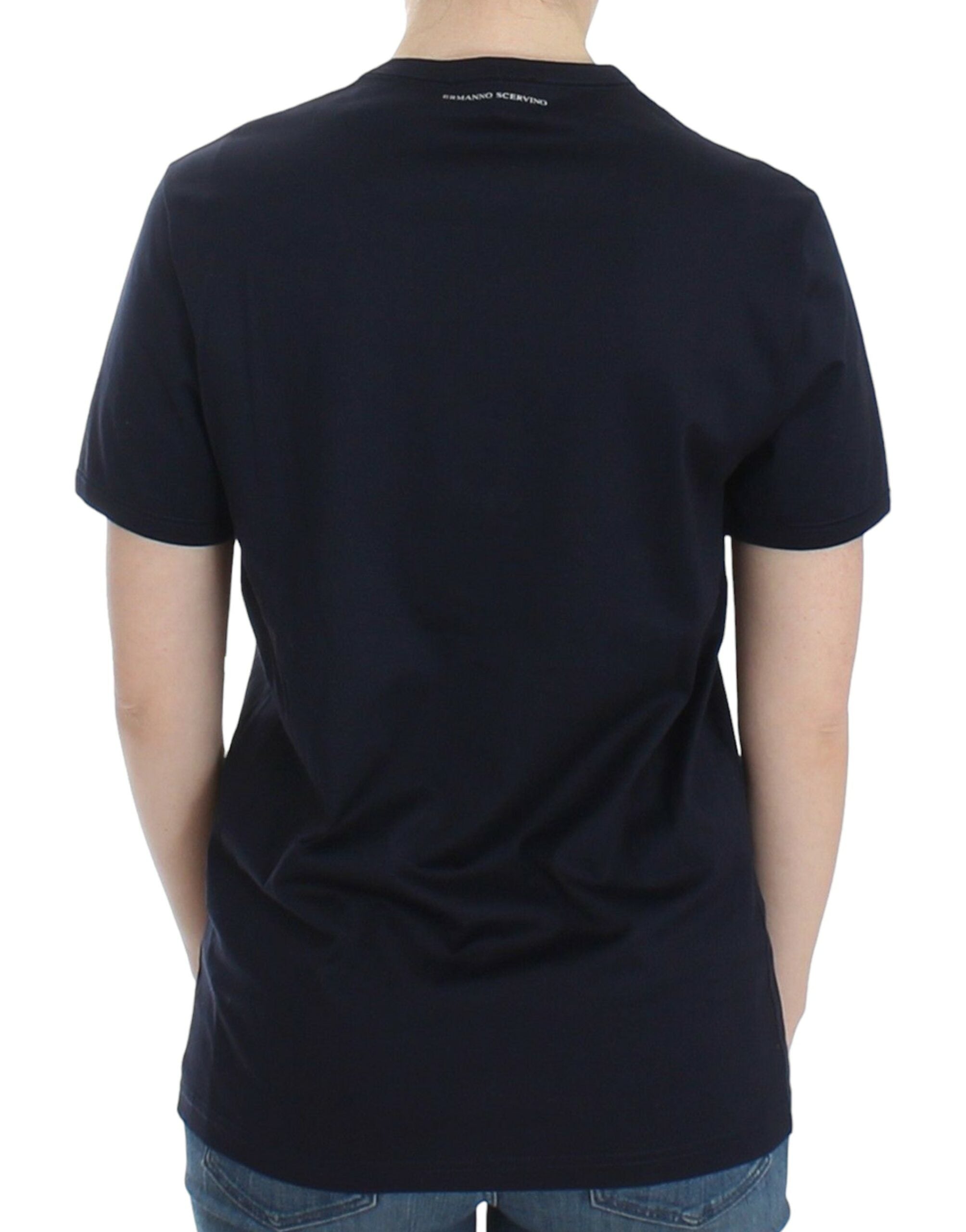 Ermanno Scervino Lingerie Blaues Rundhals-T-Shirt aus Baumwolle mit Logo
