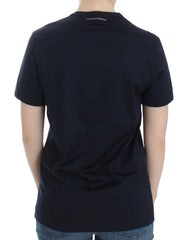 Ermanno Scervino Lingerie Blaues Rundhals-T-Shirt aus Baumwolle mit Logo