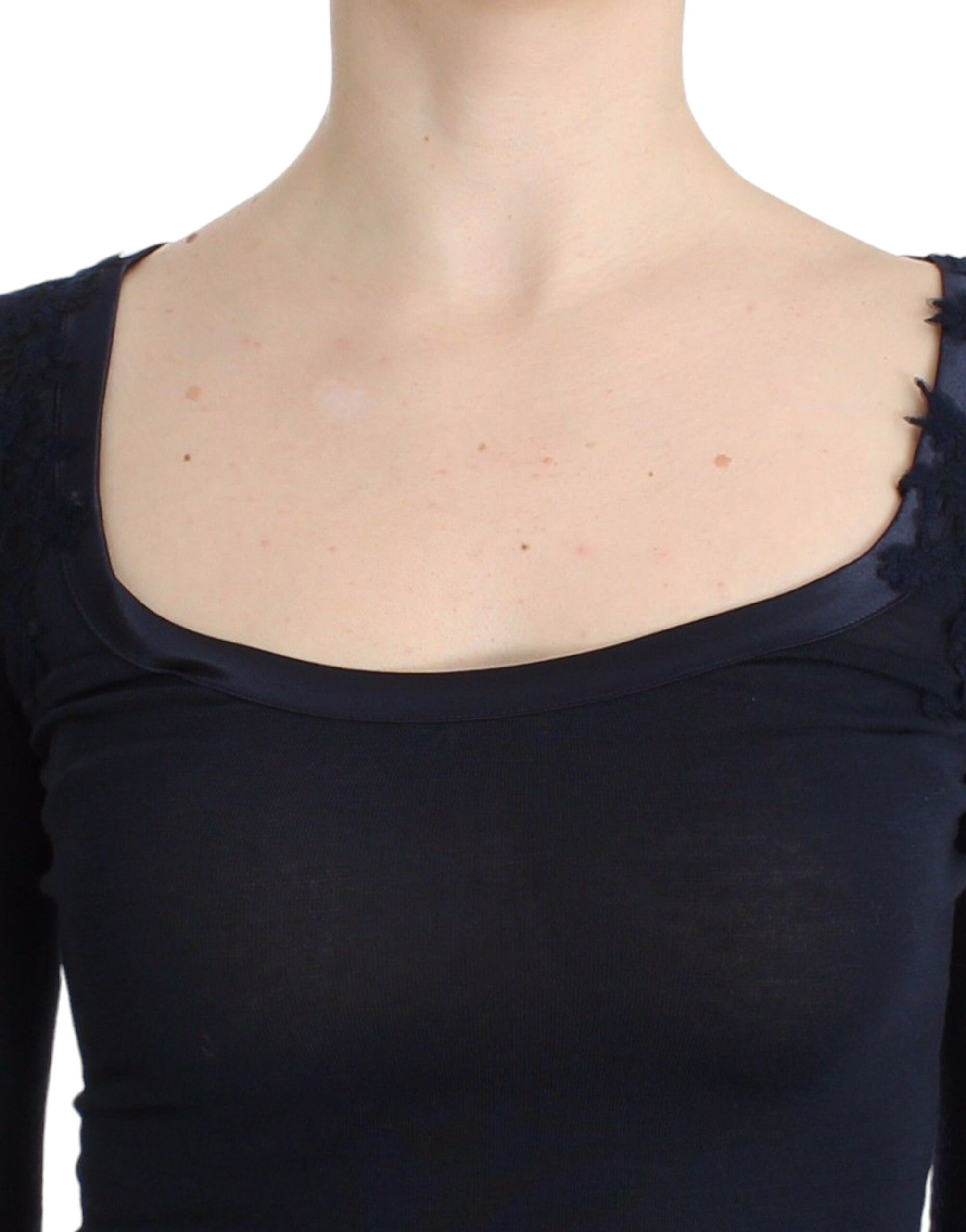 Ermanno Scervino Lingerie Blaues Oberteil Bluse Pullover Spitze Viskose