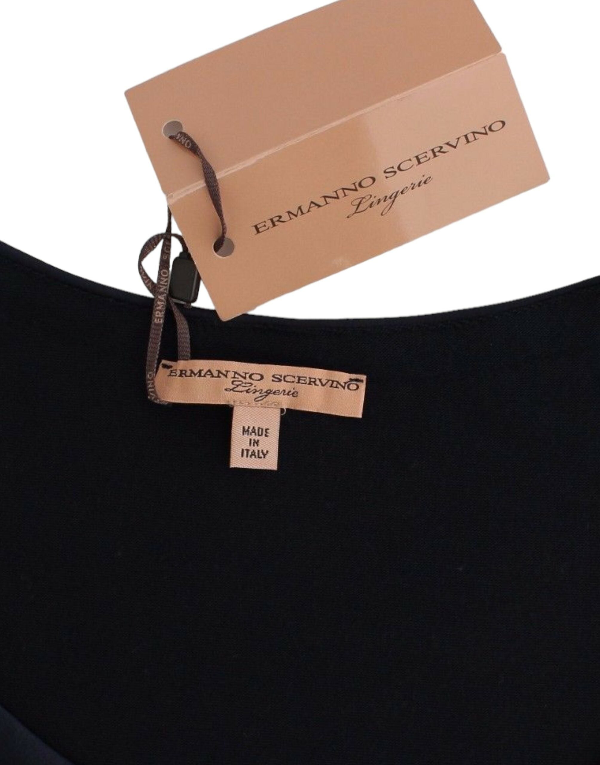 Ermanno Scervino Lingerie Blaues Oberteil Bluse Pullover Spitze Viskose