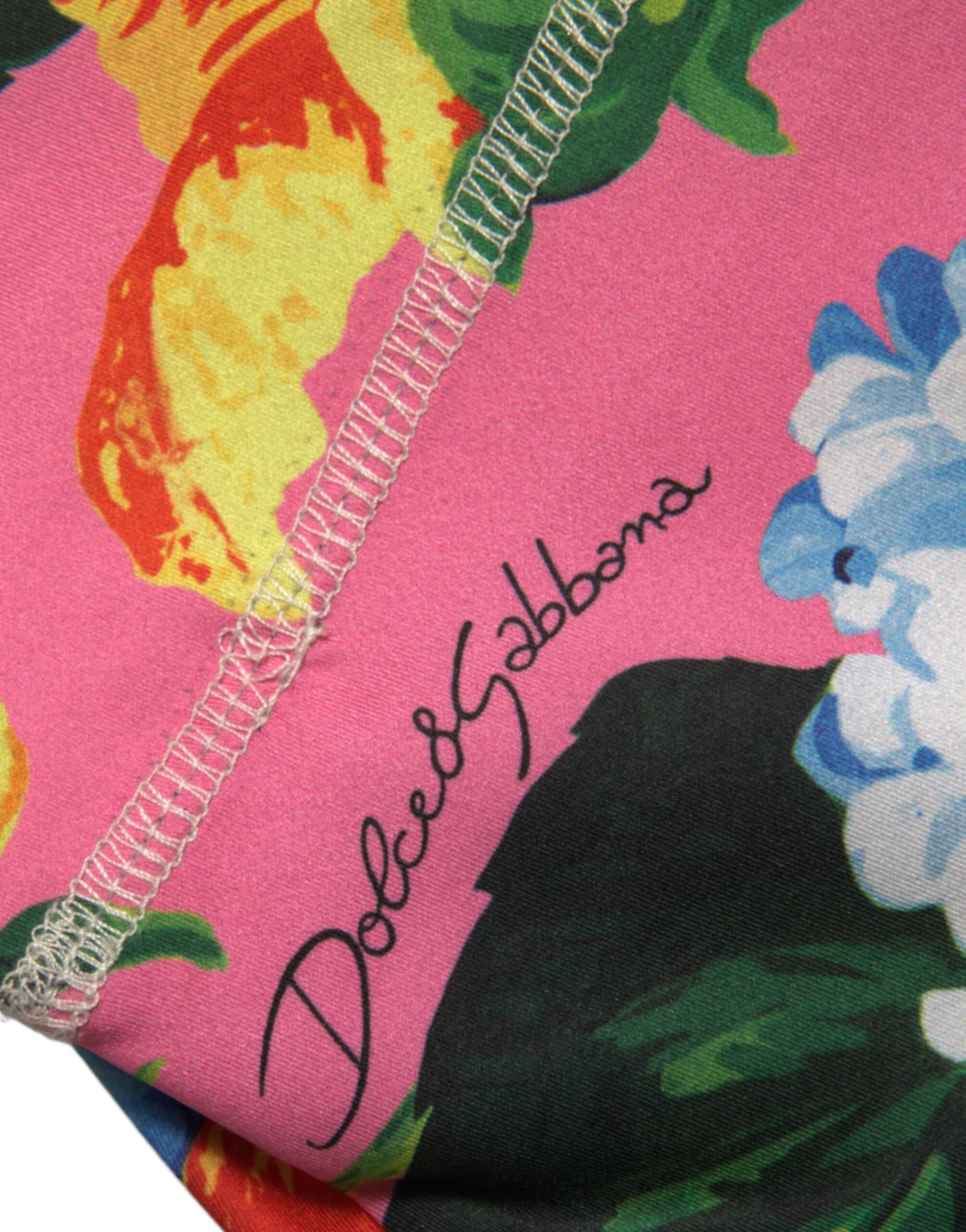 Dolce & Gabbana Mehrfarbige Leggingshose mit hohem Bund und Blumenmuster