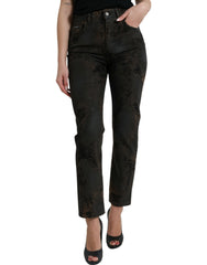 Dolce & Gabbana Braune BOYFRIEND Baumwoll-Jeans mit mittlerer Bundhöhe