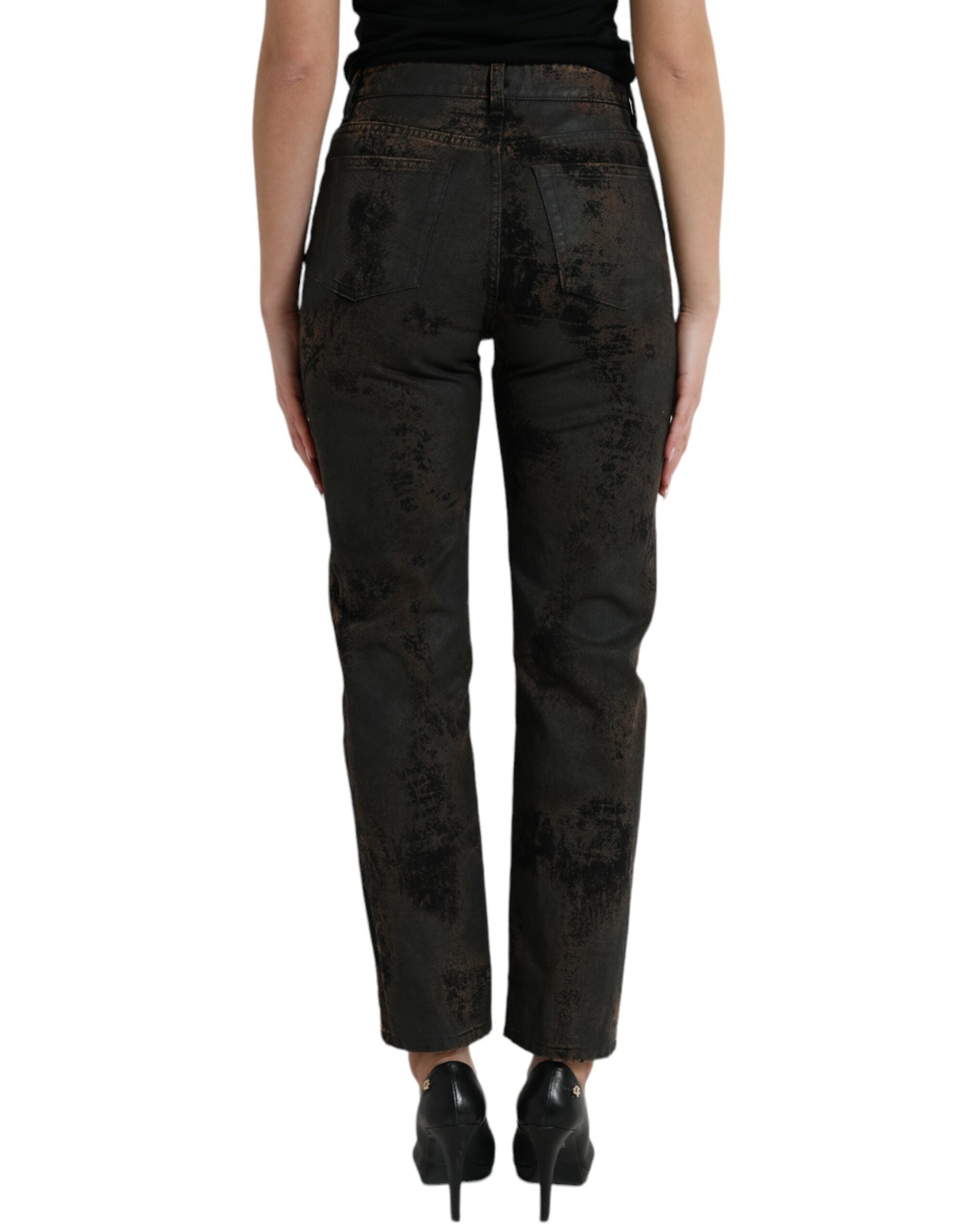 Dolce & Gabbana Braune BOYFRIEND Baumwoll-Jeans mit mittlerer Bundhöhe