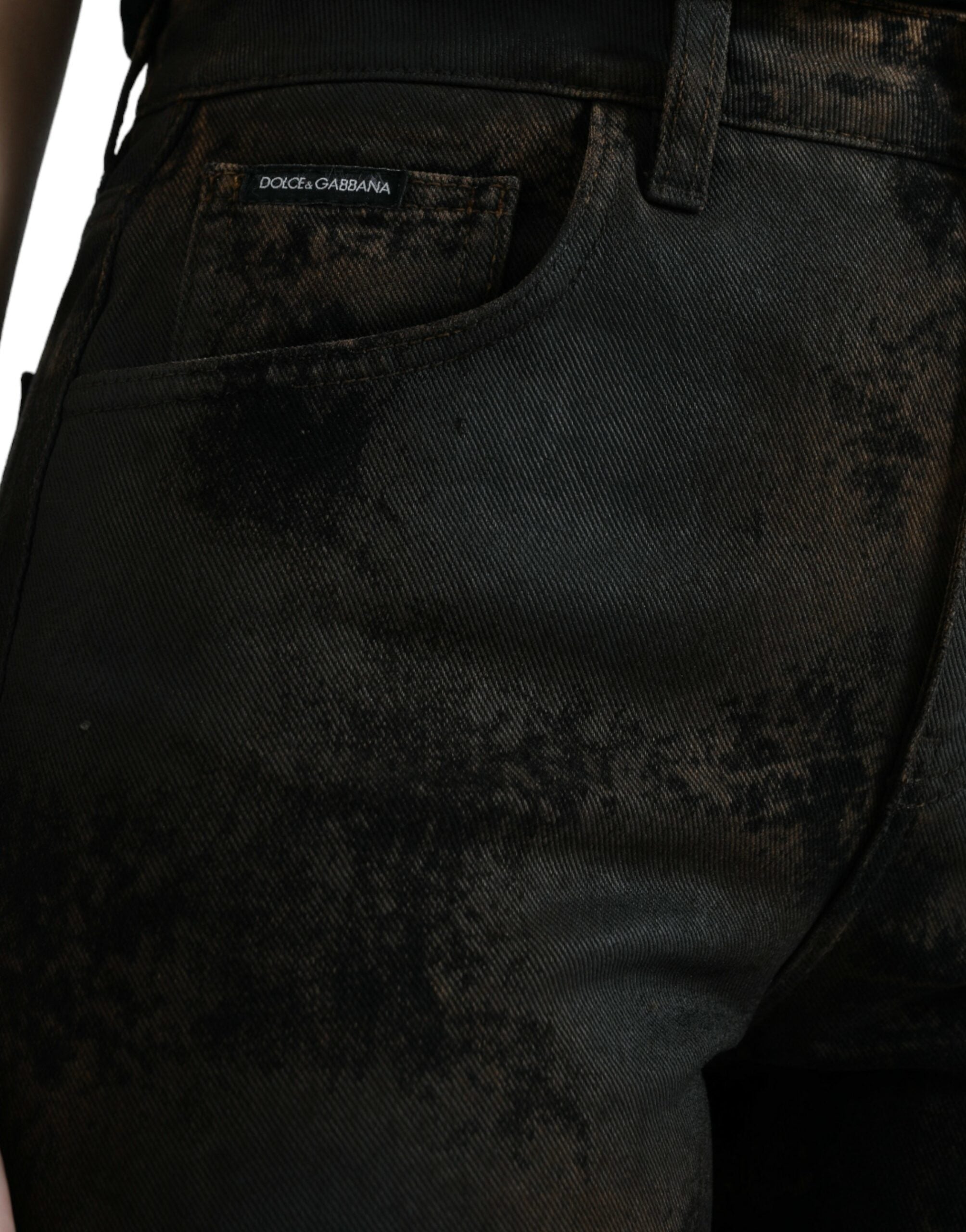 Dolce & Gabbana Braune BOYFRIEND Baumwoll-Jeans mit mittlerer Bundhöhe