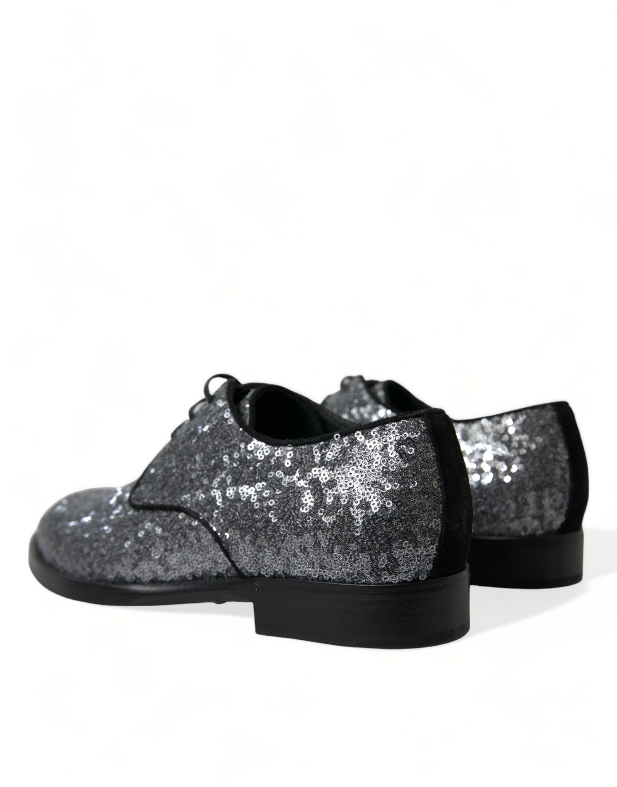 Dolce & Gabbana Silberne Pailletten Schnür Derby Herren-Abendschuhe
