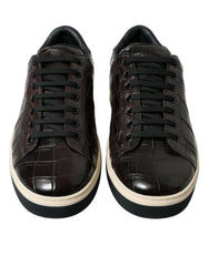 Dolce & Gabbana Braune Krokodil Exotisches Leder Herren Sneaker Schuhe