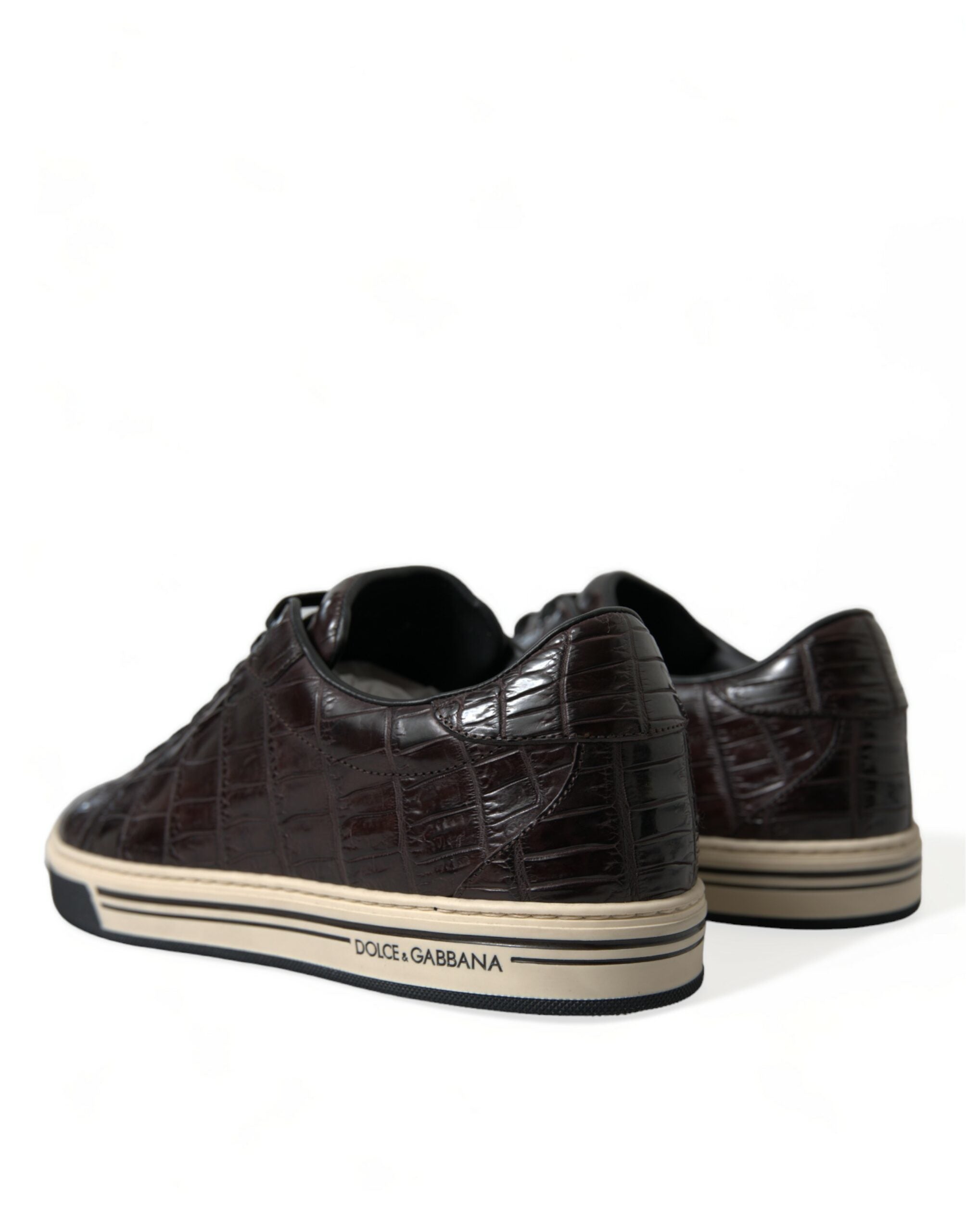 Dolce & Gabbana Braune Krokodil Exotisches Leder Herren Sneaker Schuhe