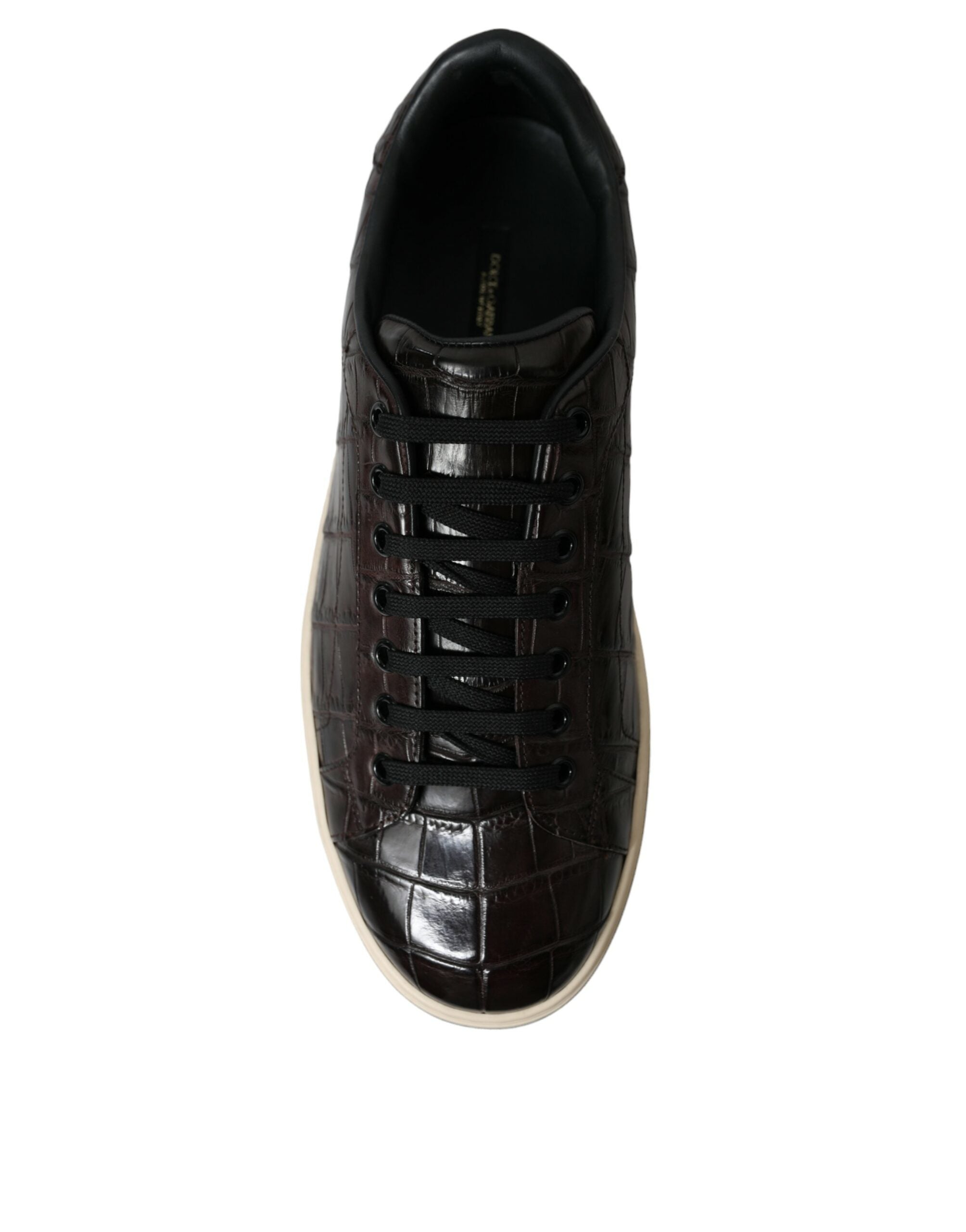 Dolce & Gabbana Braune Krokodil Exotisches Leder Herren Sneaker Schuhe