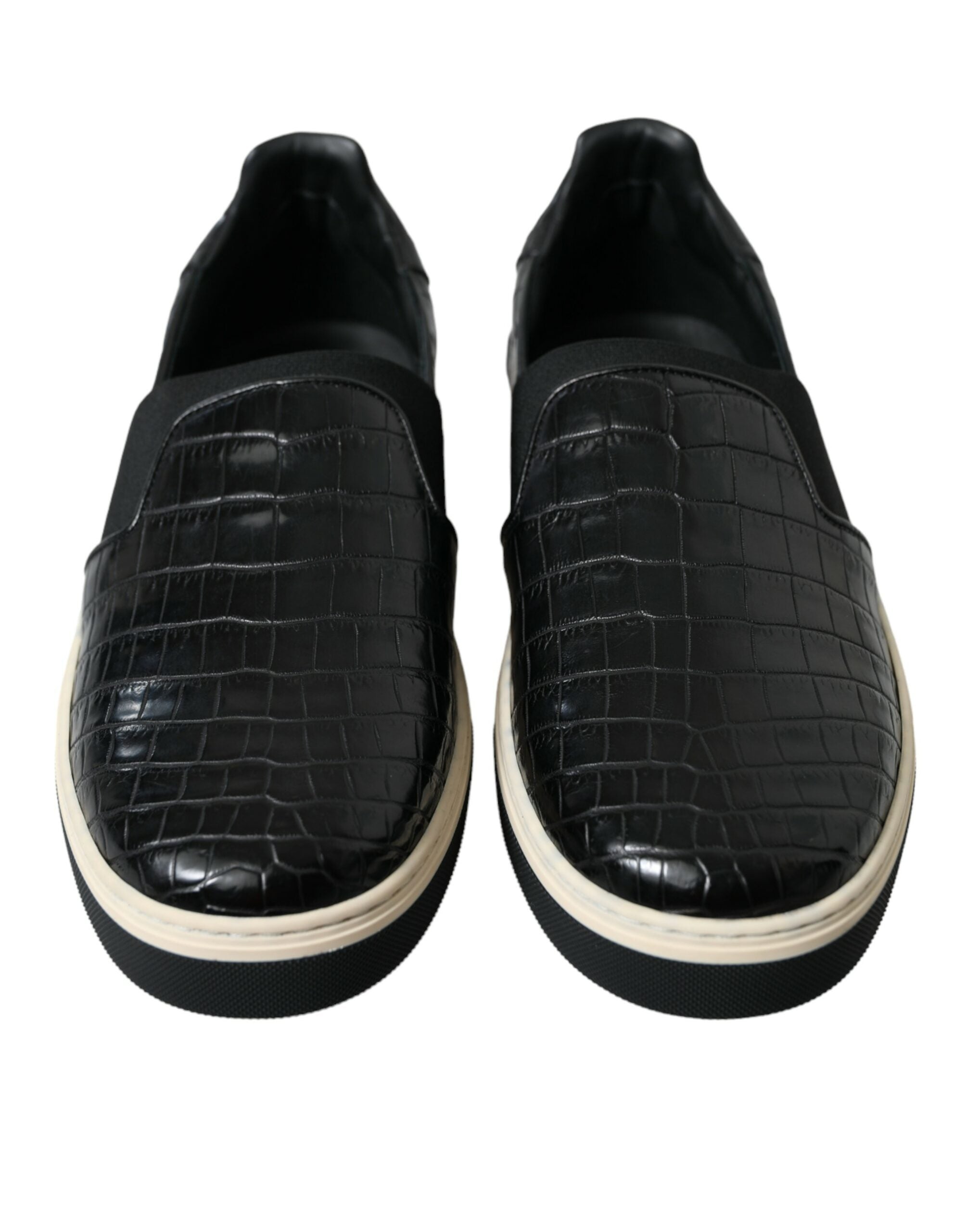 Dolce & Gabbana Schwarze Sneaker aus exotischem Krokodilleder