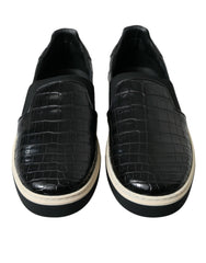 Dolce & Gabbana Schwarze Sneaker aus exotischem Krokodilleder
