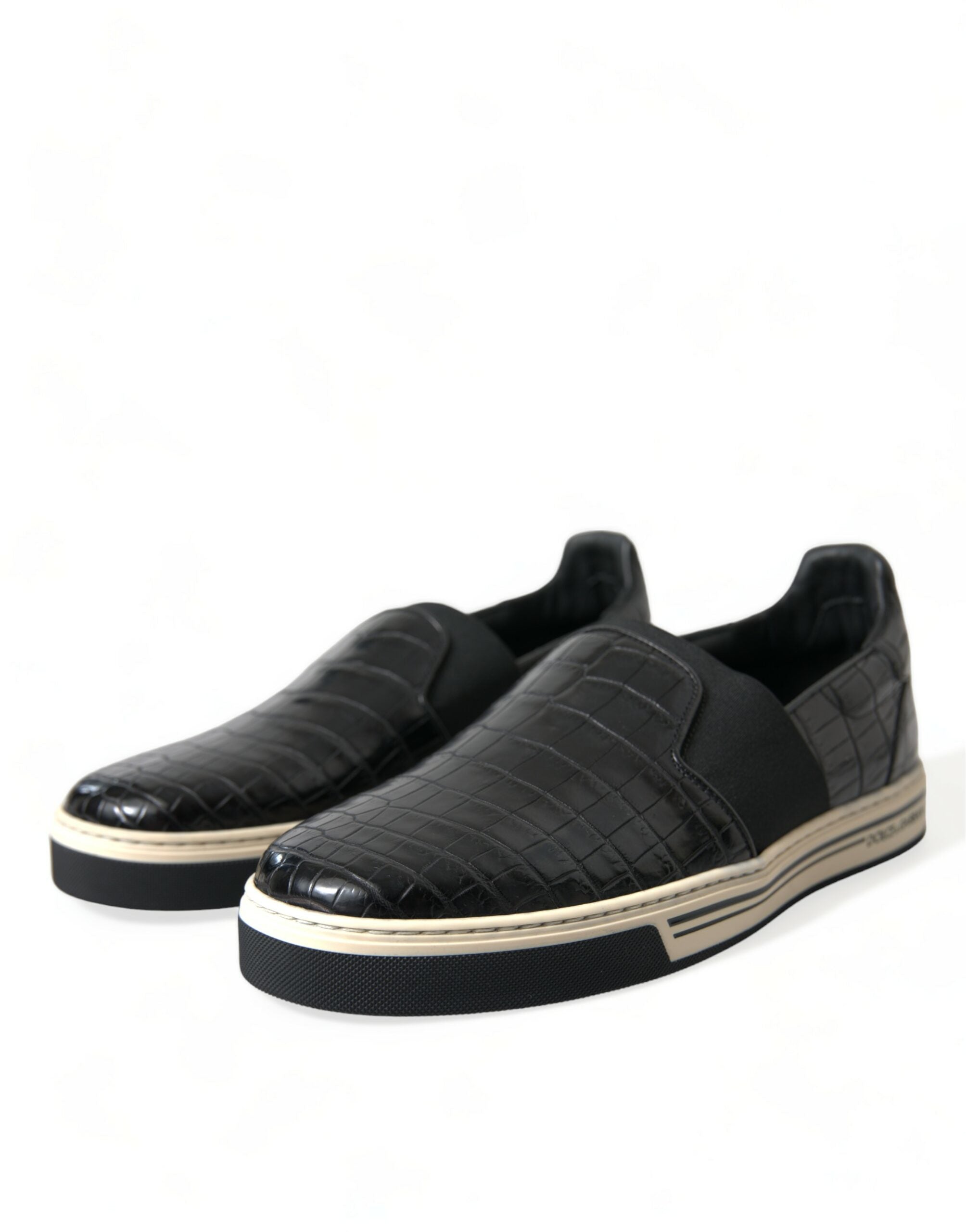 Dolce & Gabbana Schwarze Sneaker aus exotischem Krokodilleder