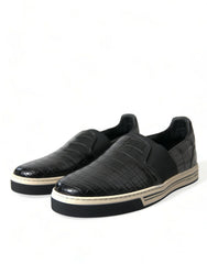 Dolce & Gabbana Schwarze Sneaker aus exotischem Krokodilleder