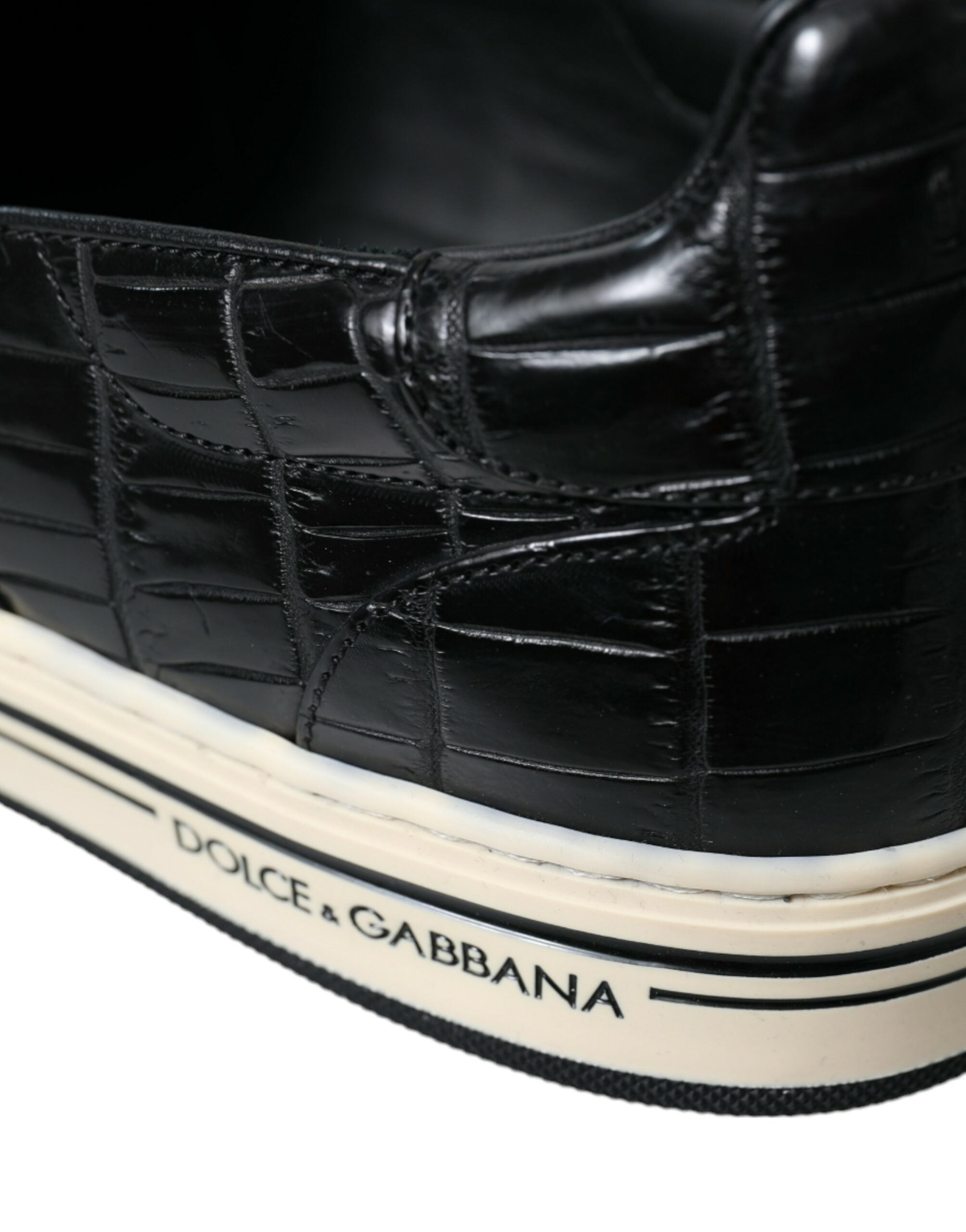 Dolce & Gabbana Schwarze Sneaker aus exotischem Krokodilleder