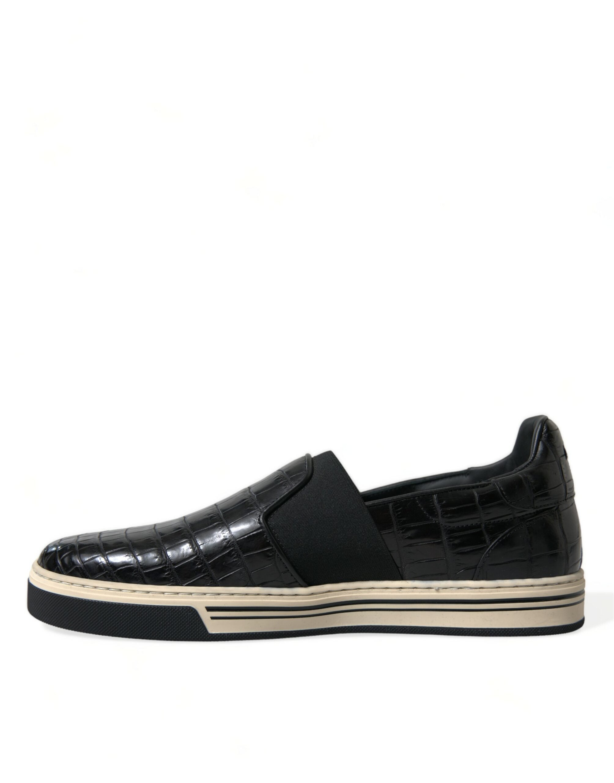 Dolce & Gabbana Schwarze Sneaker aus exotischem Krokodilleder
