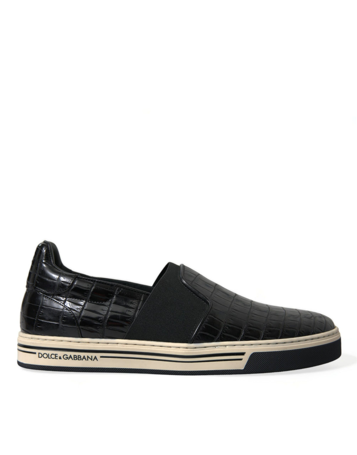 Dolce & Gabbana Schwarze Sneaker aus exotischem Krokodilleder