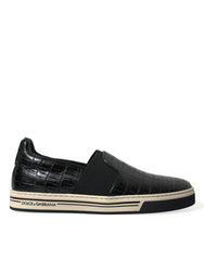 Dolce & Gabbana Schwarze Sneaker aus exotischem Krokodilleder