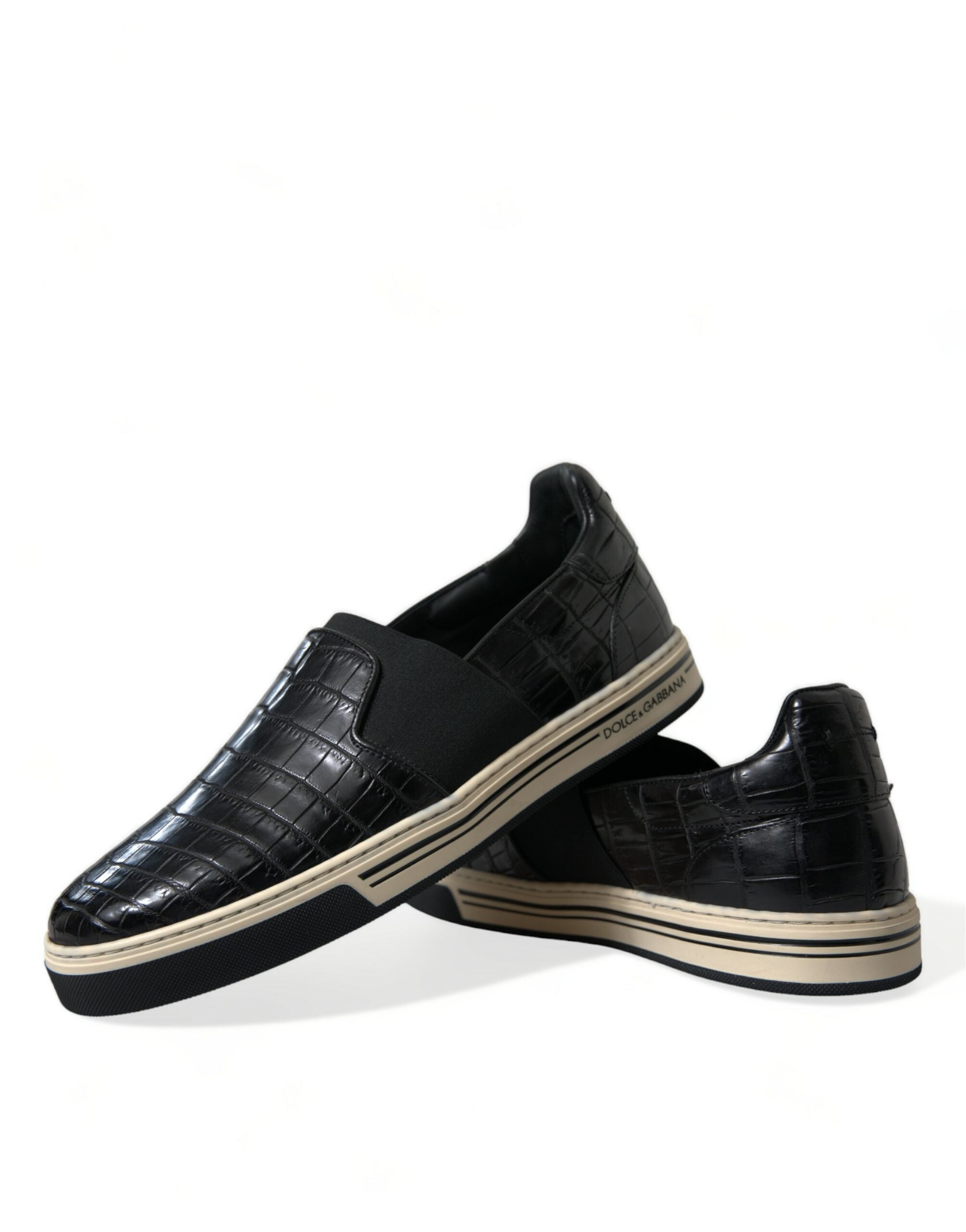 Dolce & Gabbana Schwarze Sneaker aus exotischem Krokodilleder