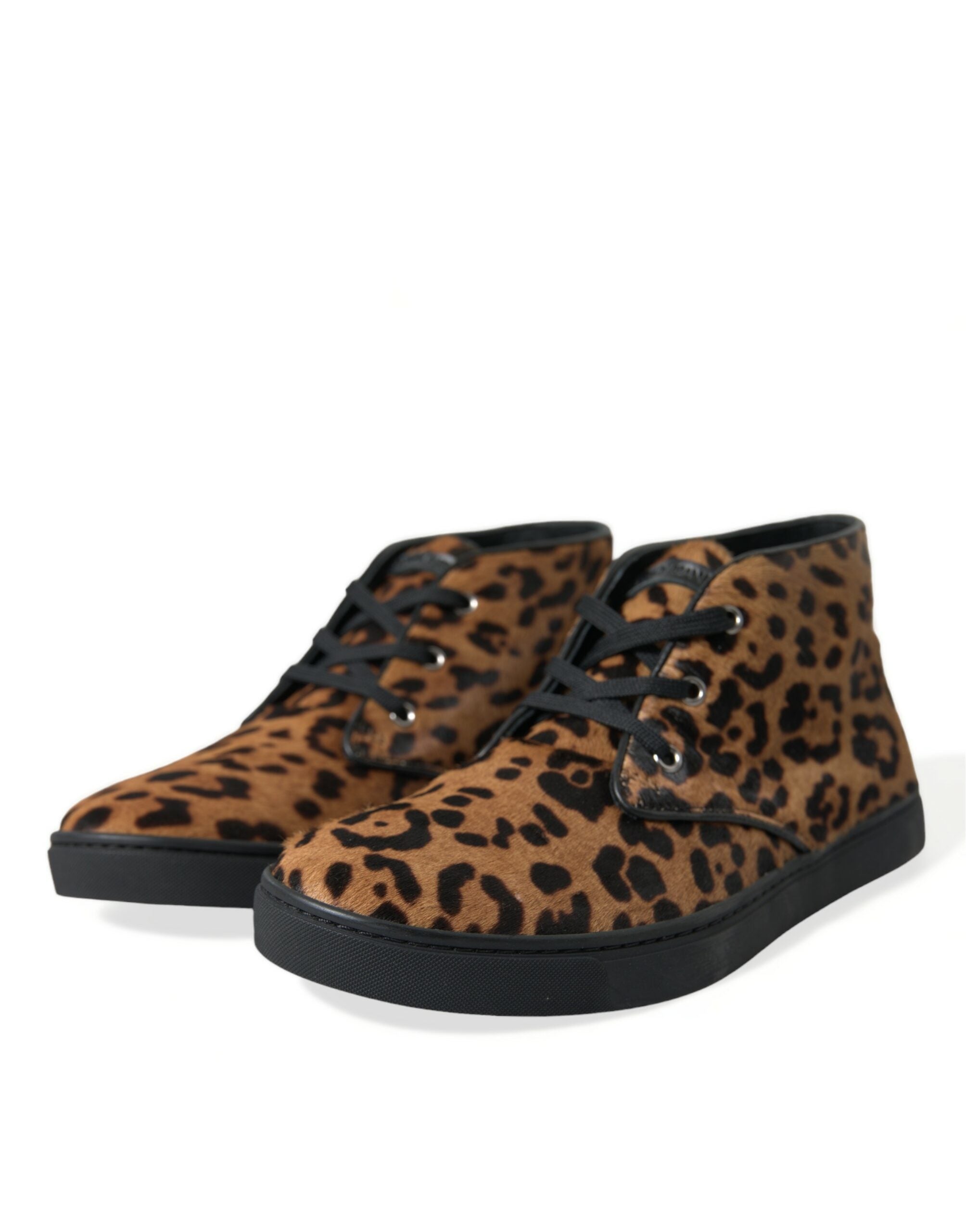 Dolce & Gabbana Bruin Luipaard Pony Haar Leren Sneakers Schoenen