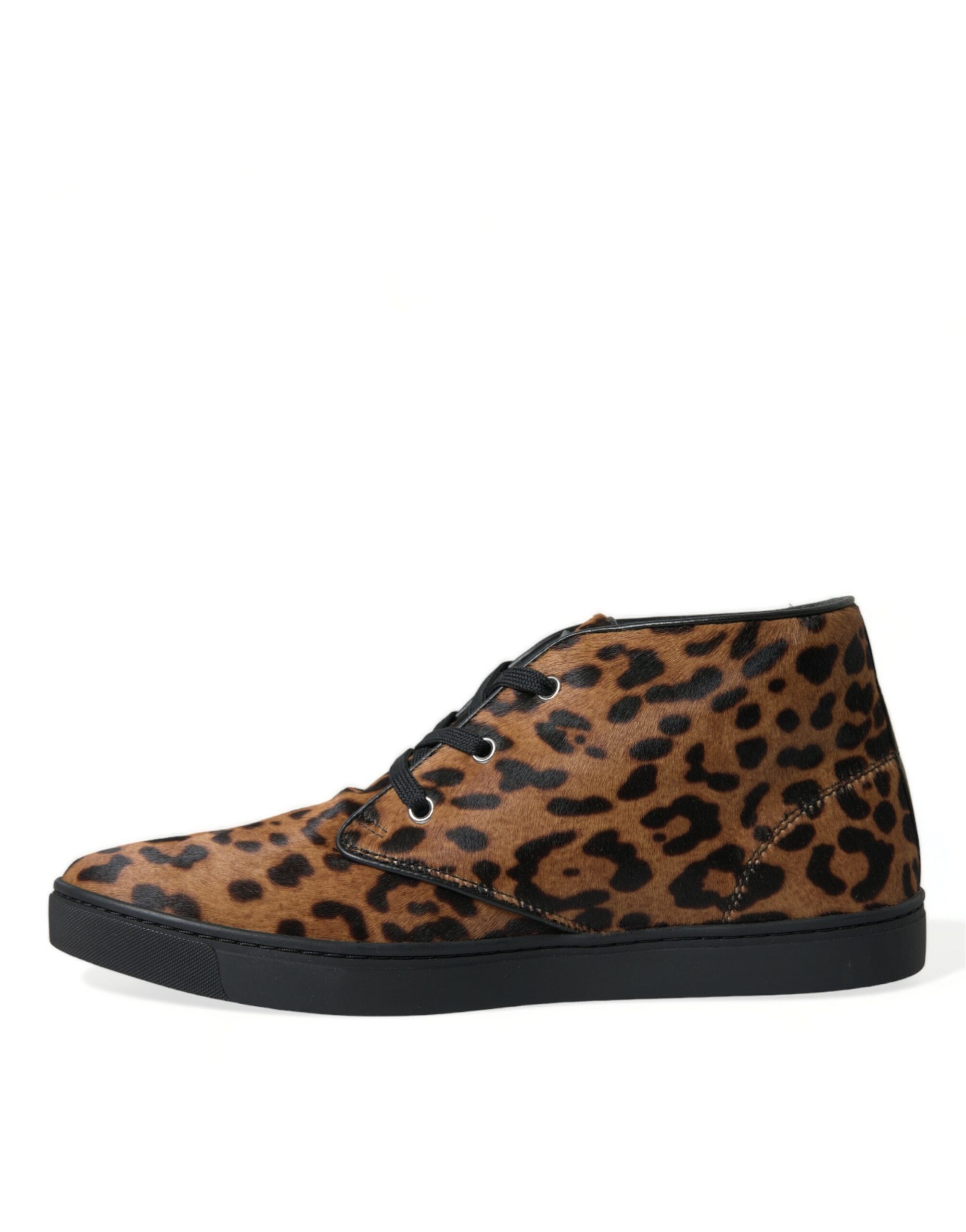 Dolce & Gabbana Bruin Luipaard Pony Haar Leren Sneakers Schoenen