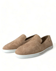 Dolce & Gabbana Beige Wildleder Caiman Herren Slipper Mokassins Schuhe