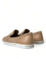 Dolce & Gabbana Beige Wildleder Caiman Herren Slipper Mokassins Schuhe