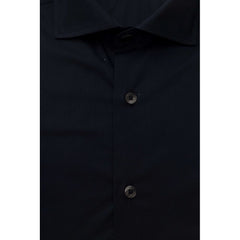 Bagutta Blue Cotton Men Shirt Slim Fit With French Collar