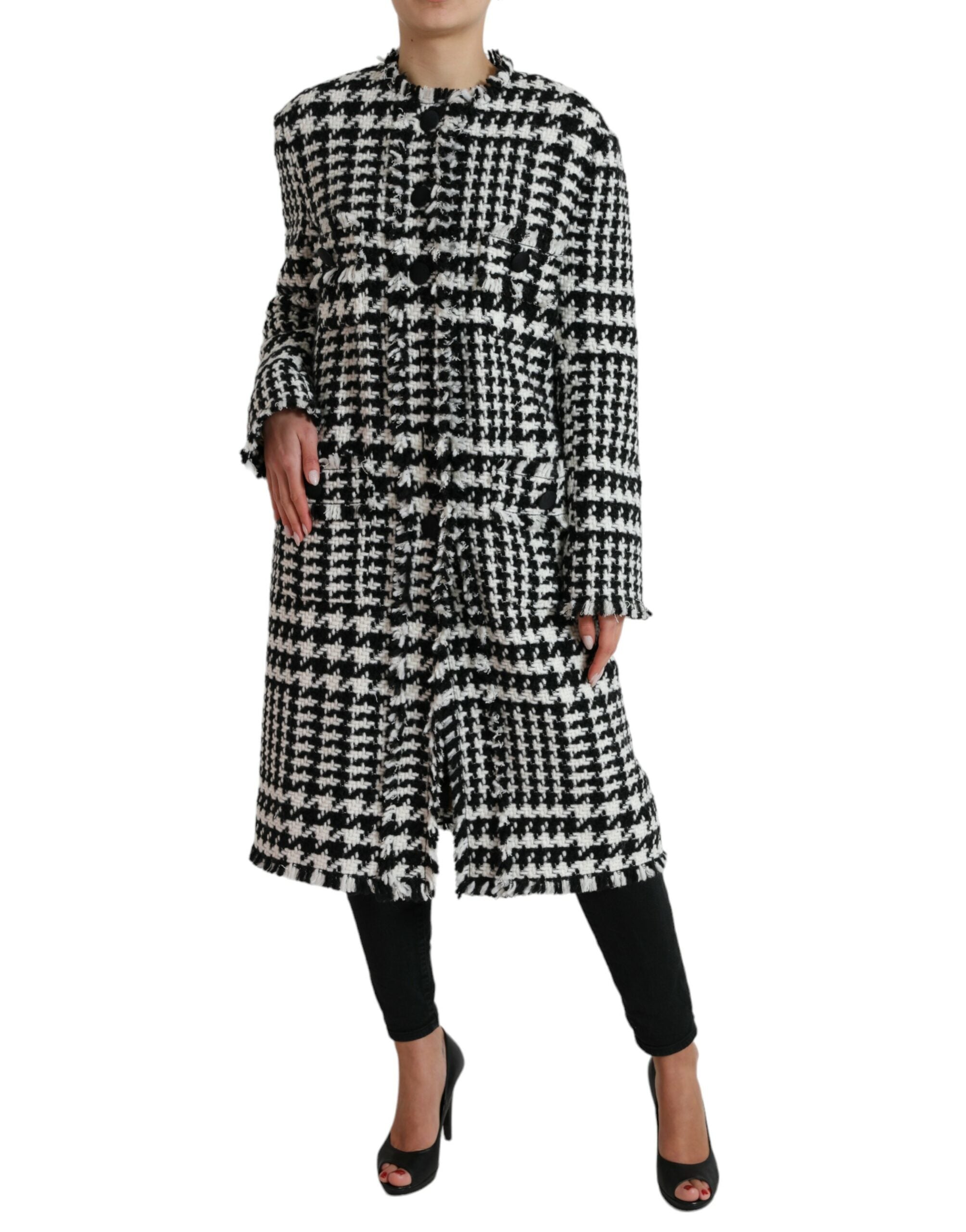 Dolce & Gabbana Schwarz-Weißer Hahnentritt-Trenchcoat