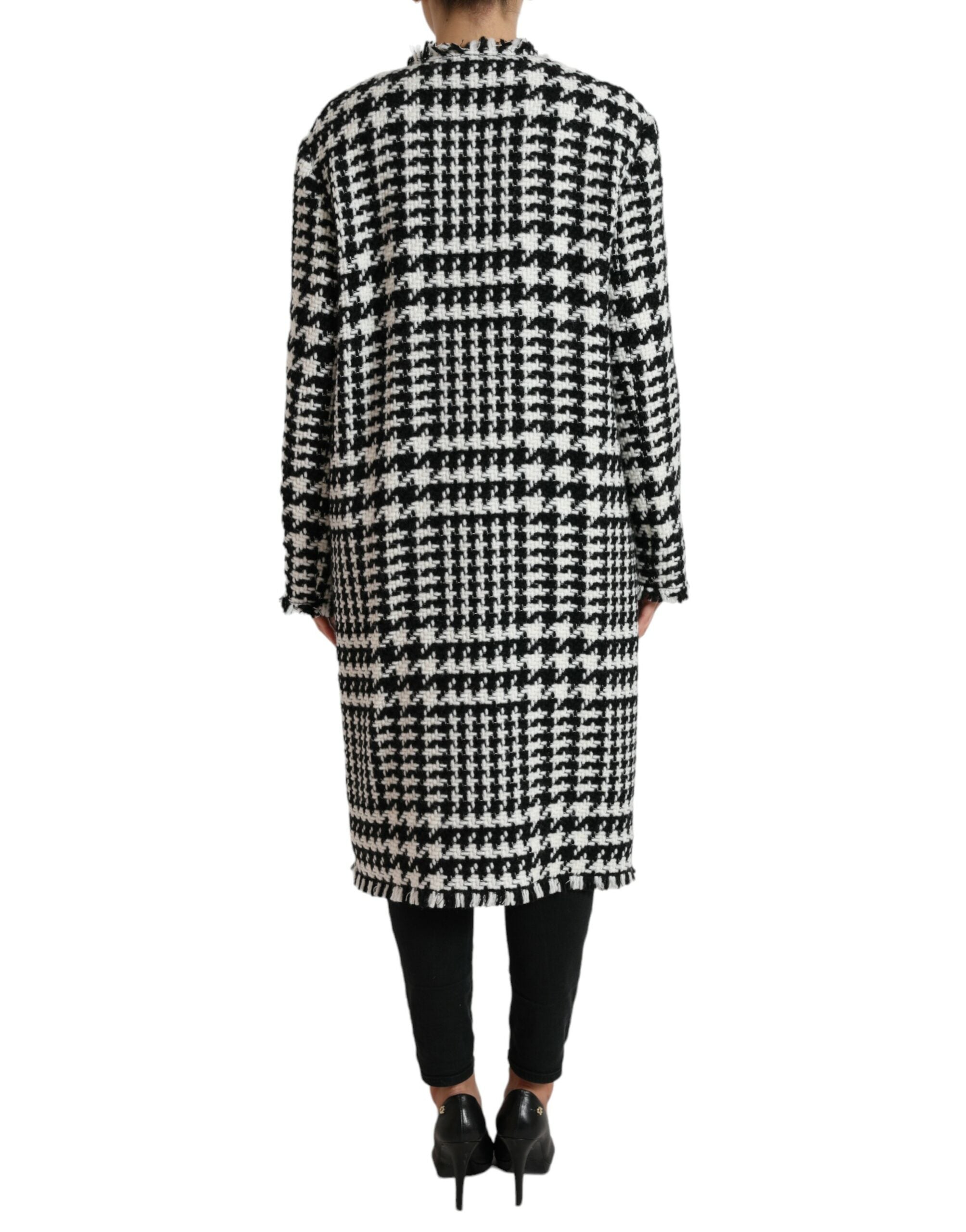 Dolce & Gabbana Schwarz-Weißer Hahnentritt-Trenchcoat