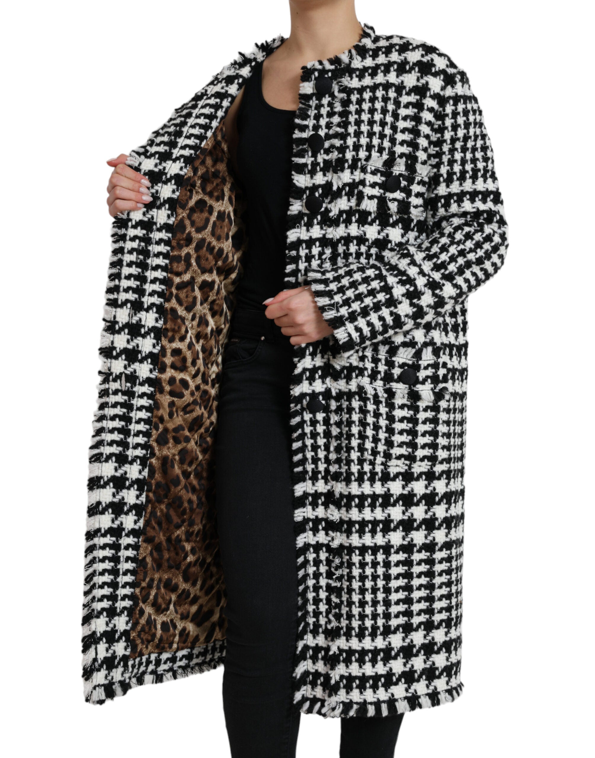 Dolce & Gabbana Schwarz-Weißer Hahnentritt-Trenchcoat