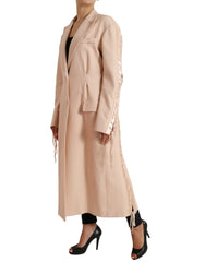 Dolce & Gabbana Beiger Baumwoll-Einreiher Langmantel Jacke