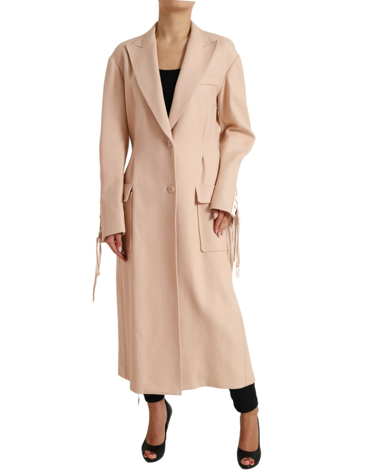 Dolce & Gabbana Beiger Baumwoll-Einreiher Langmantel Jacke