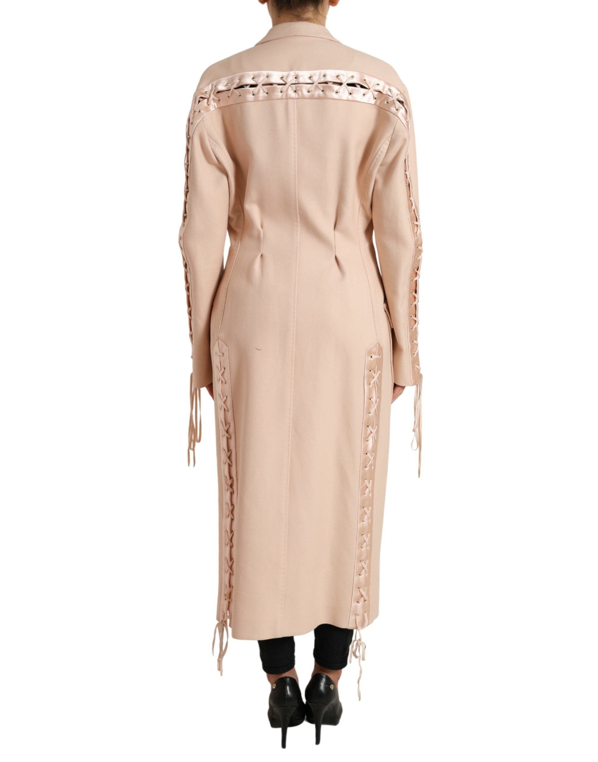 Dolce & Gabbana Beiger Baumwoll-Einreiher Langmantel Jacke