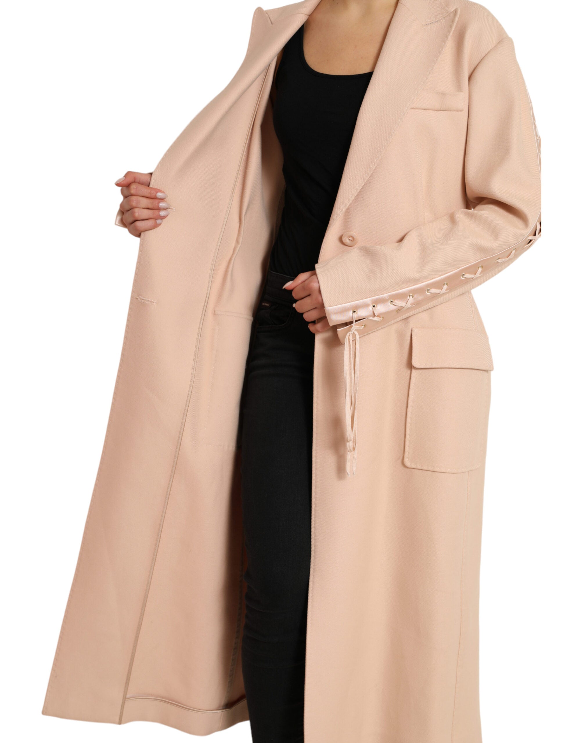 Dolce & Gabbana Beiger Baumwoll-Einreiher Langmantel Jacke