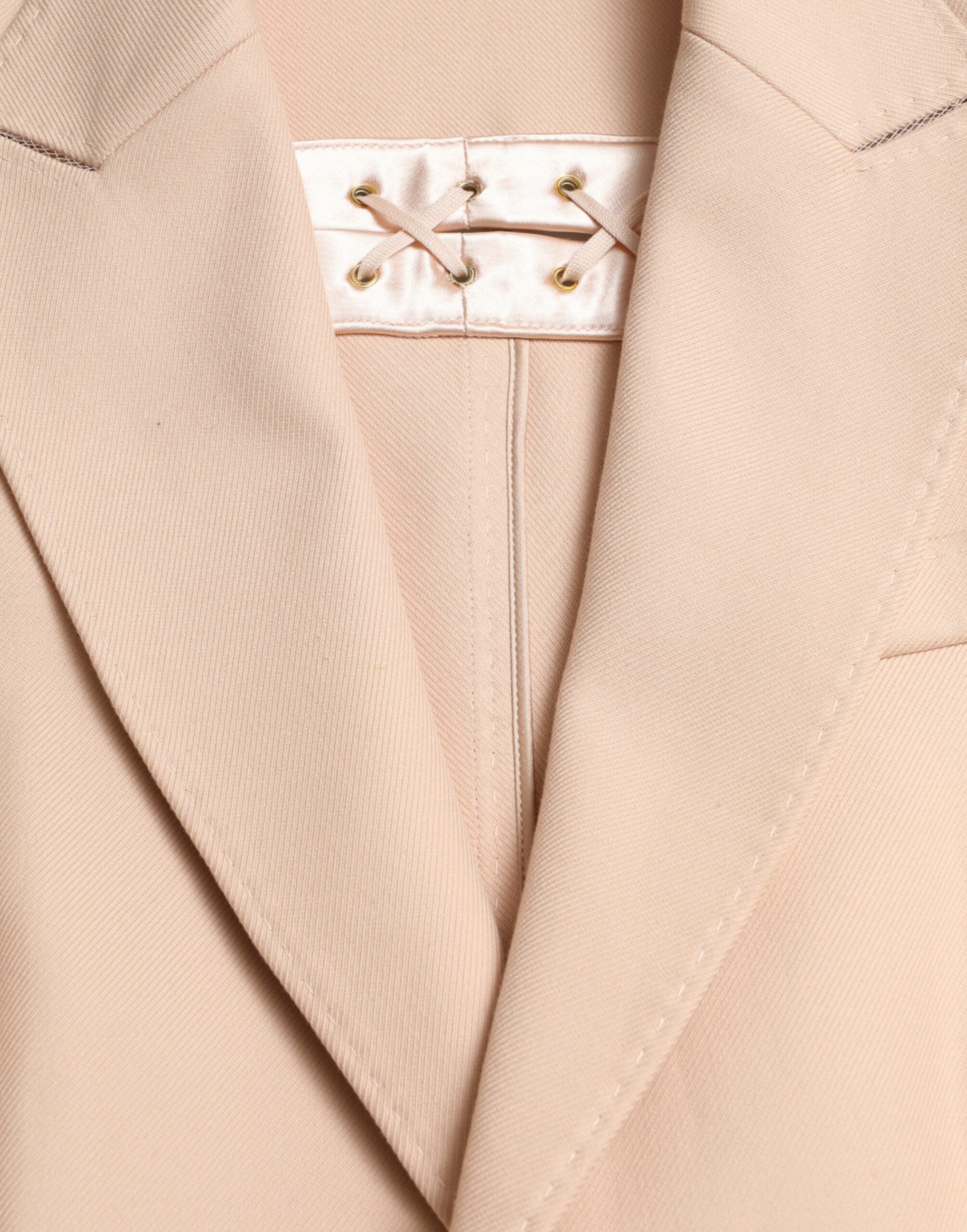 Dolce & Gabbana Beiger Baumwoll-Einreiher Langmantel Jacke