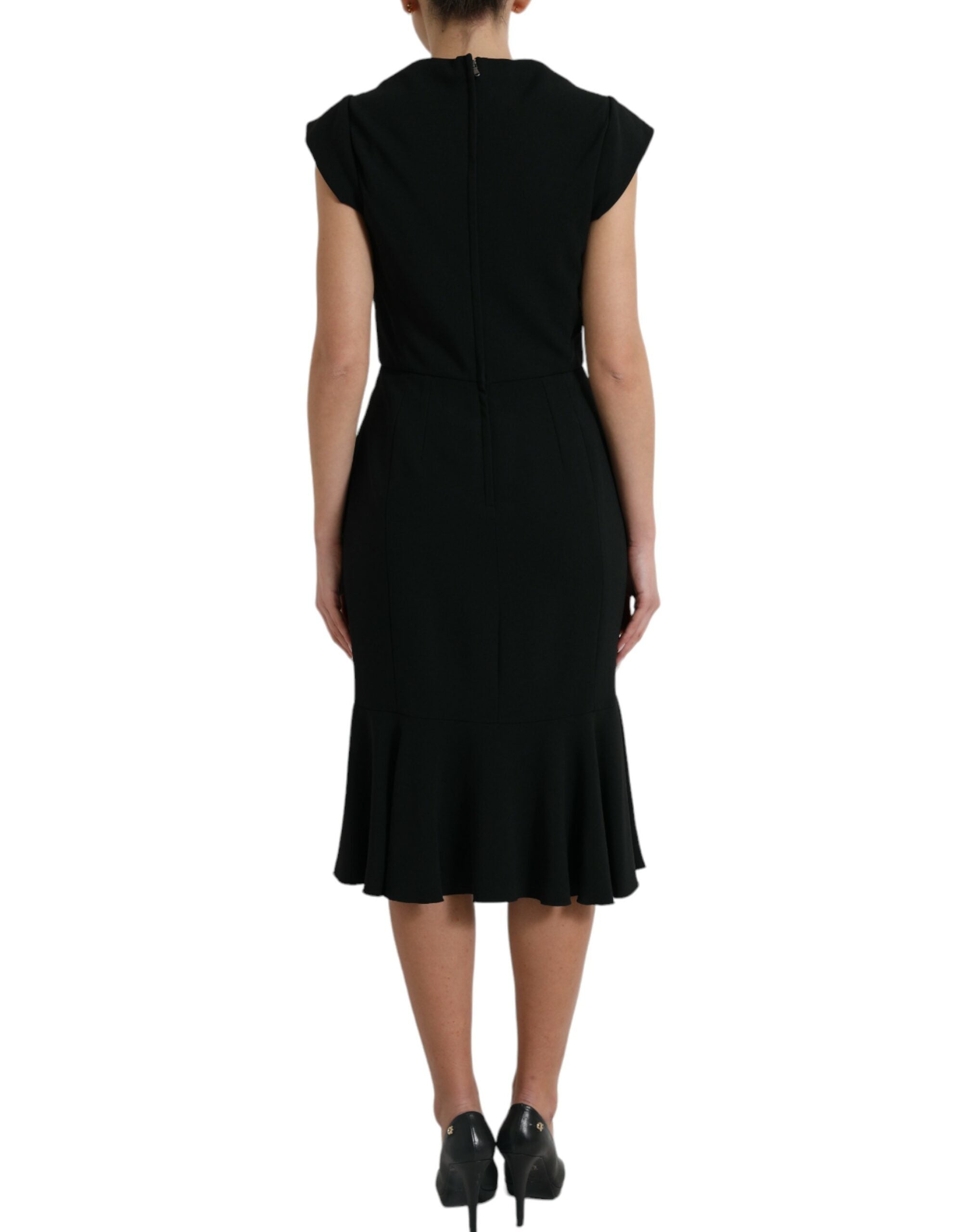 Dolce & Gabbana Schwarzes ärmelloses Kleid aus Cady-Viskose