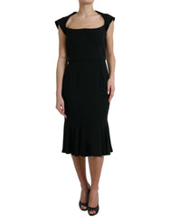 Dolce & Gabbana Schwarzes ärmelloses Kleid aus Cady-Viskose