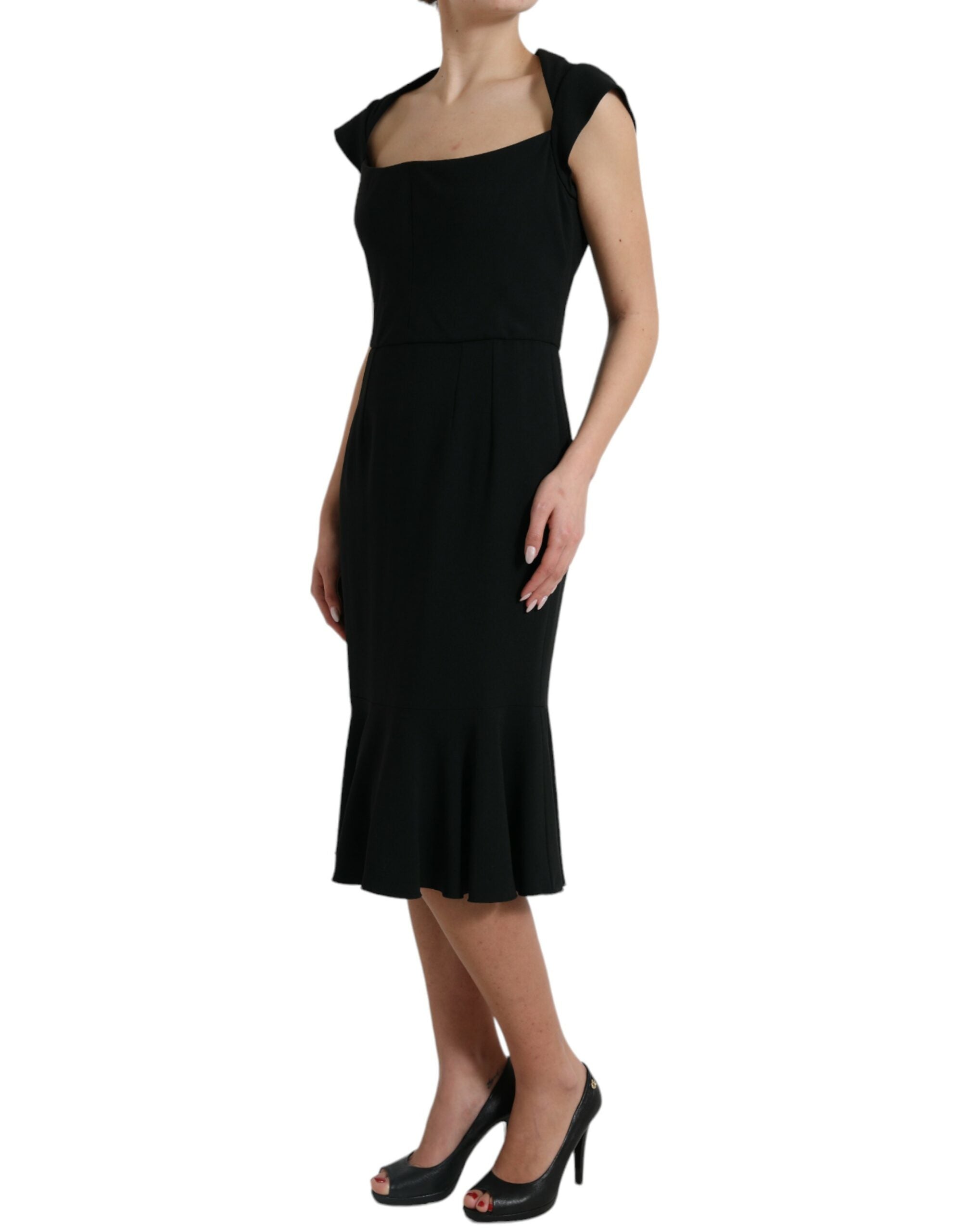 Dolce & Gabbana Schwarzes ärmelloses Kleid aus Cady-Viskose