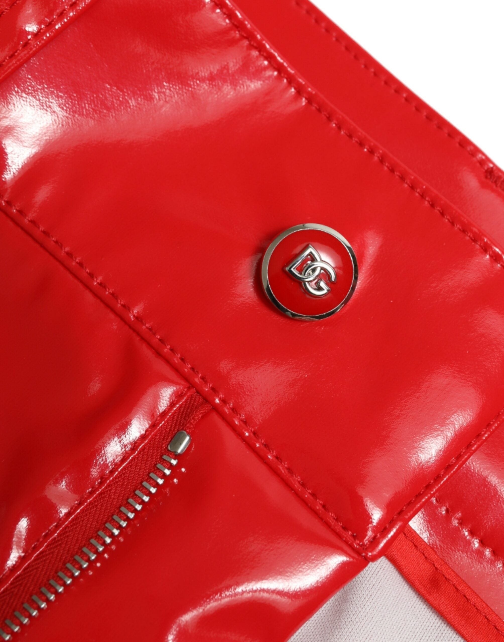 Dolce & Gabbana Glänzende rote High-Waist Skinny Hose
