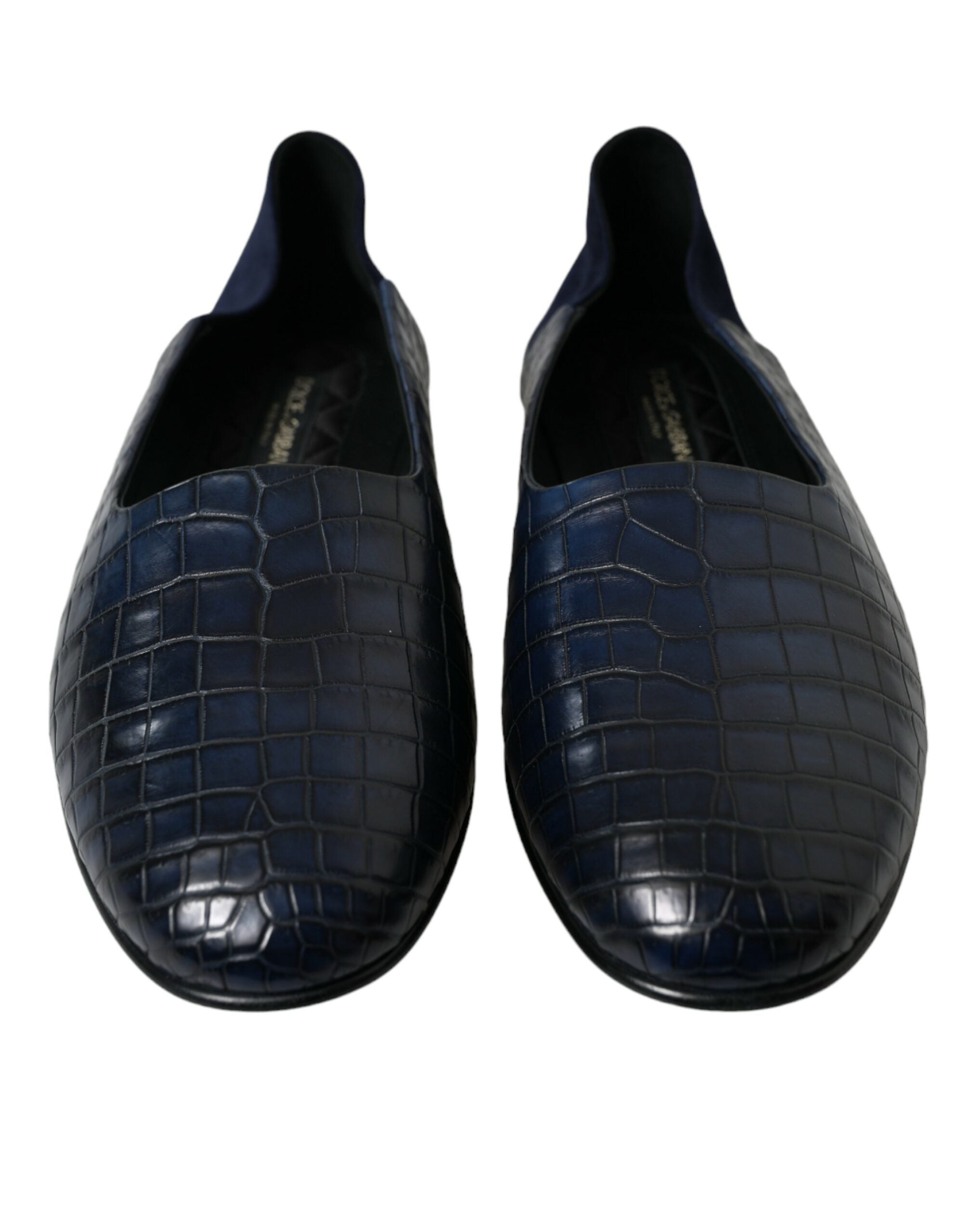 Dolce & Gabbana Blaue Slipper aus Krokodilleder