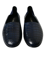 Dolce & Gabbana Blaue Slipper aus Krokodilleder