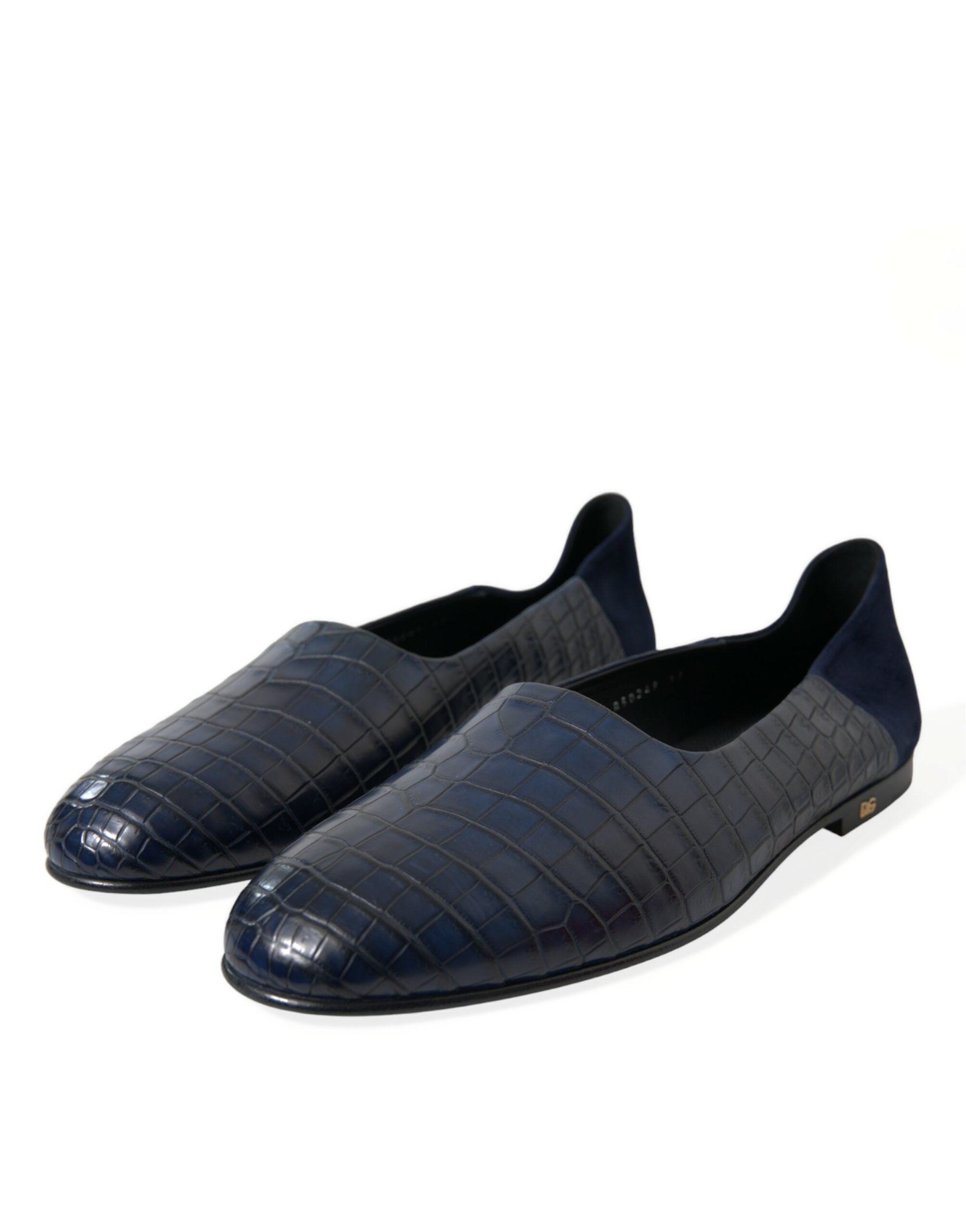 Dolce & Gabbana Blaue Slipper aus Krokodilleder