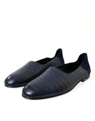 Dolce & Gabbana Blaue Slipper aus Krokodilleder