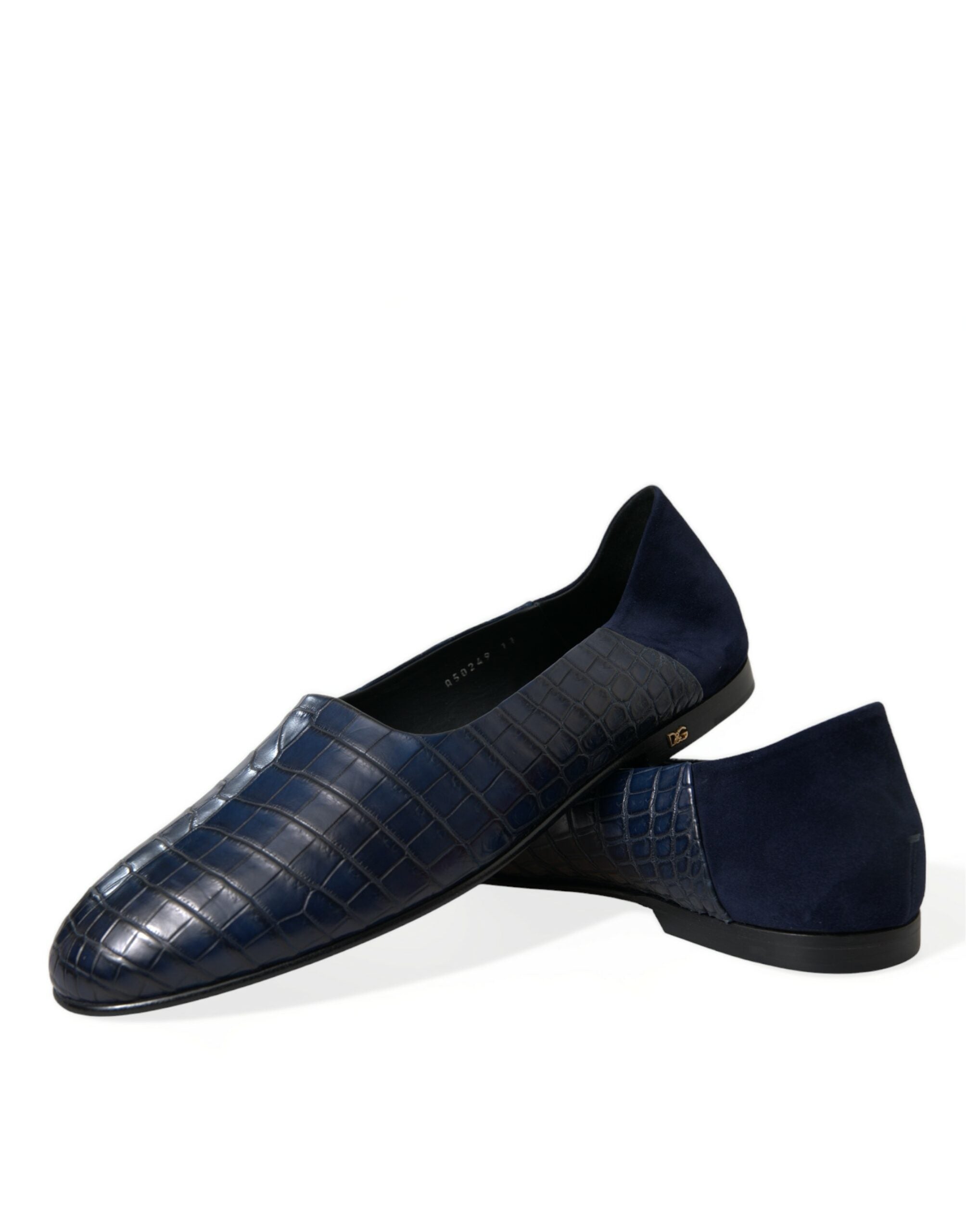 Dolce & Gabbana Blaue Slipper aus Krokodilleder