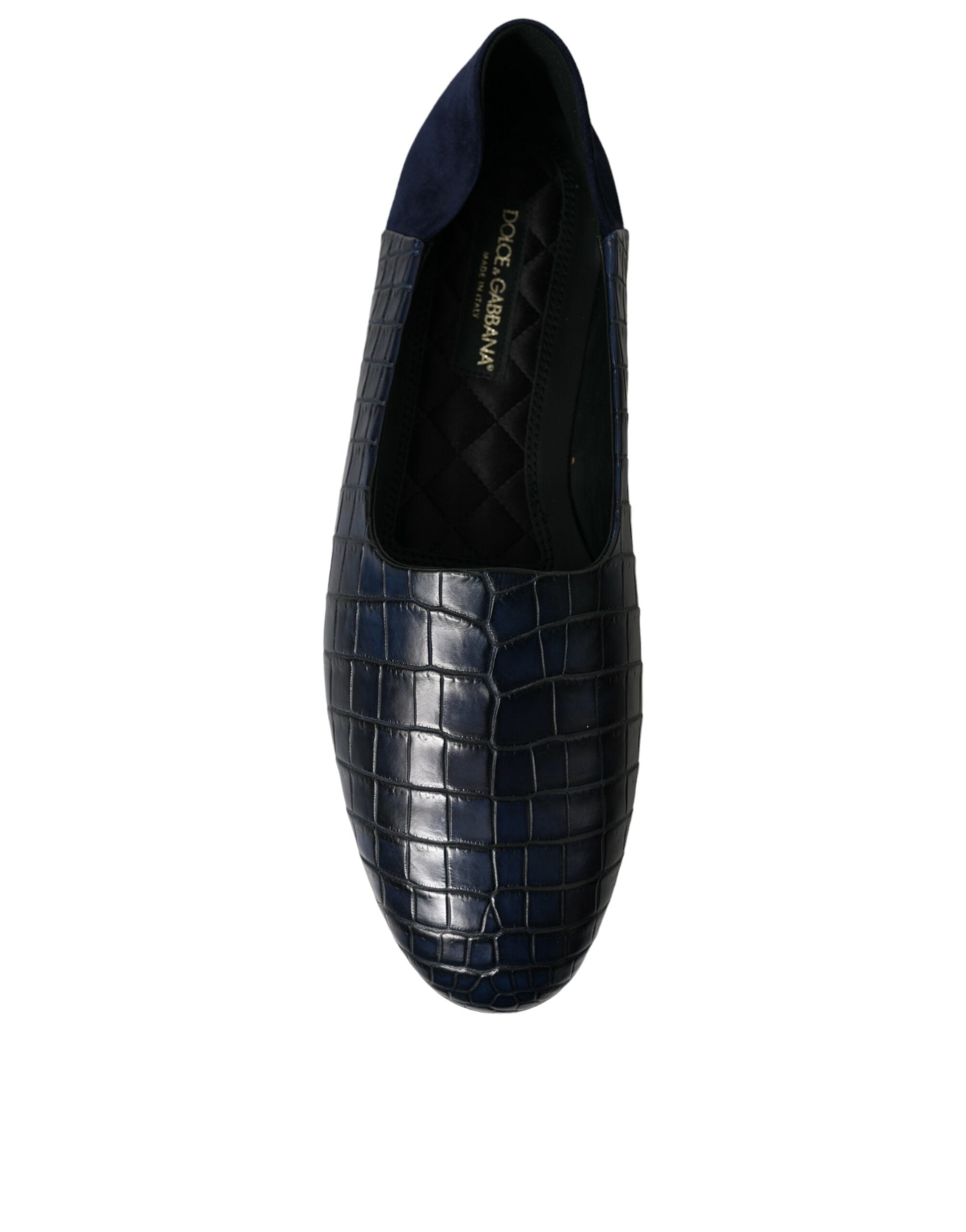 Dolce & Gabbana Blaue Slipper aus Krokodilleder