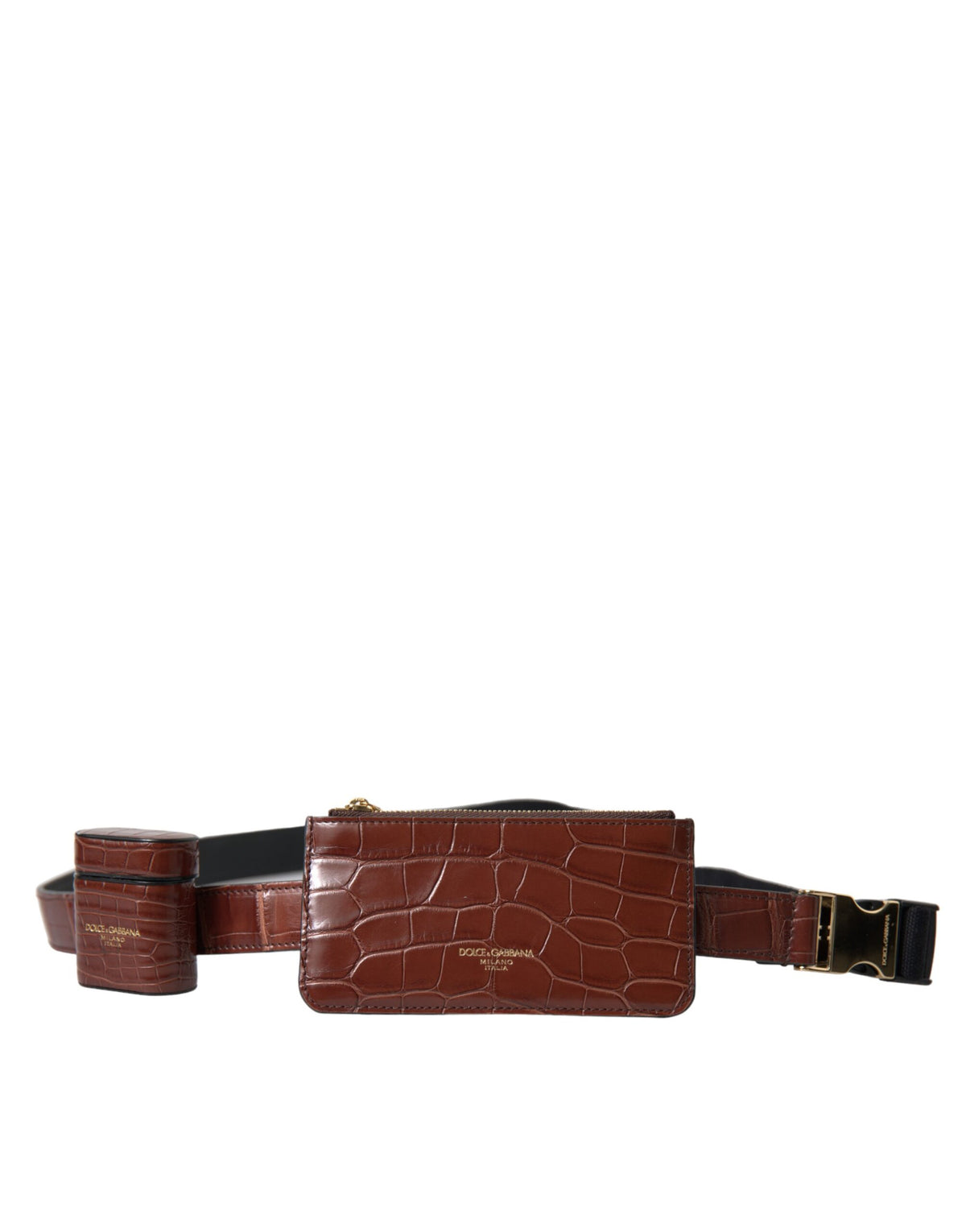 Dolce & Gabbana Bruin Alligatorleren Airpods Etui Portemonnee