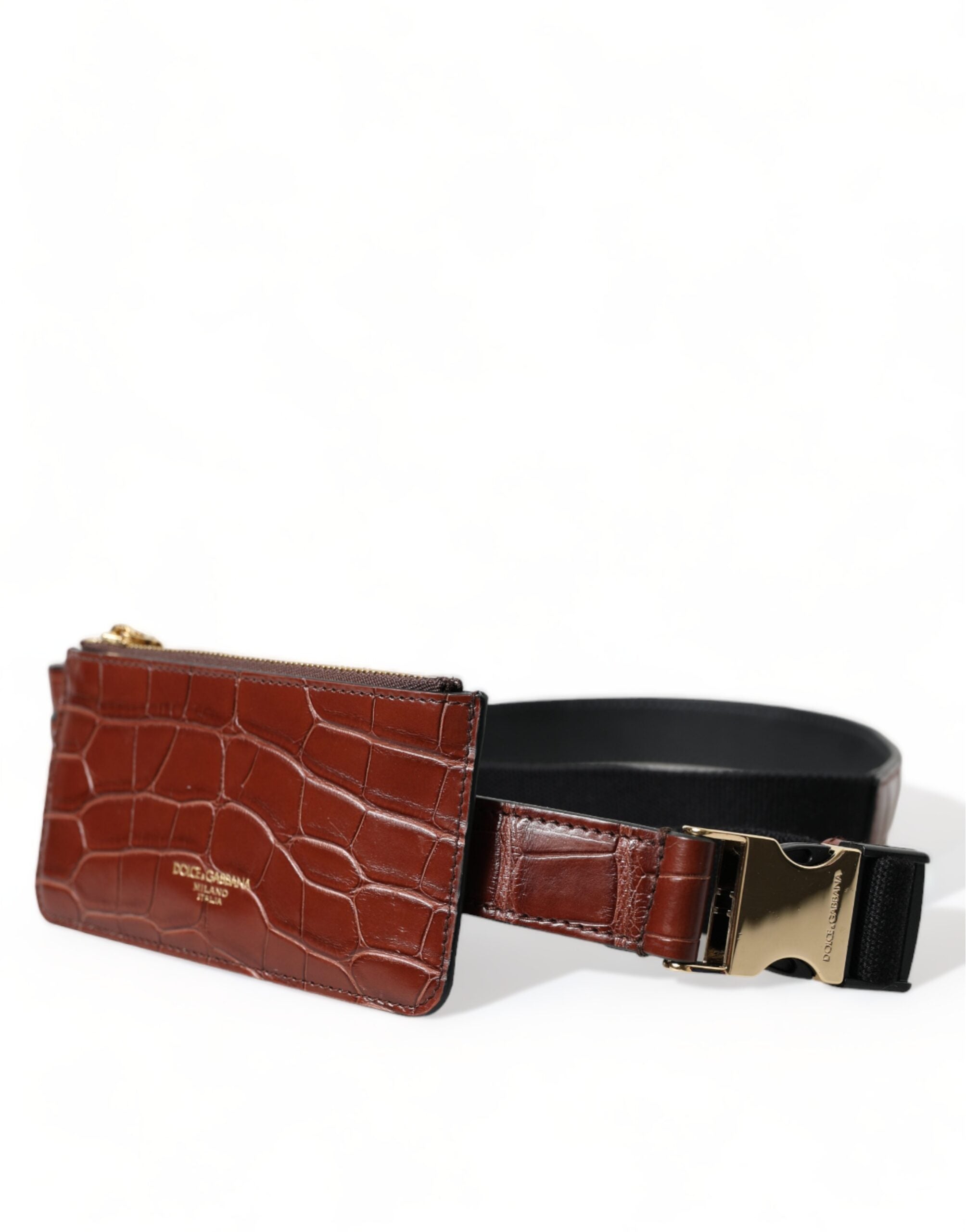 Dolce & Gabbana Bruin Alligatorleren Airpods Etui Portemonnee